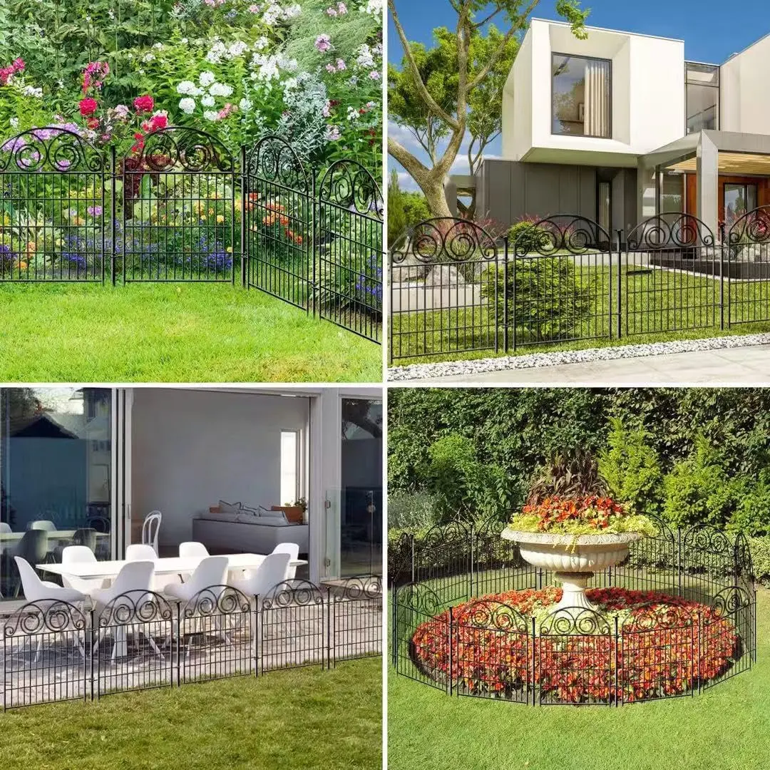 Tall Garden Fence Animal Barrier with Gate, 40 in(H) 12 Panels Garden Fences and Borders for Dogs, Dog Fence Outdoor for Yard