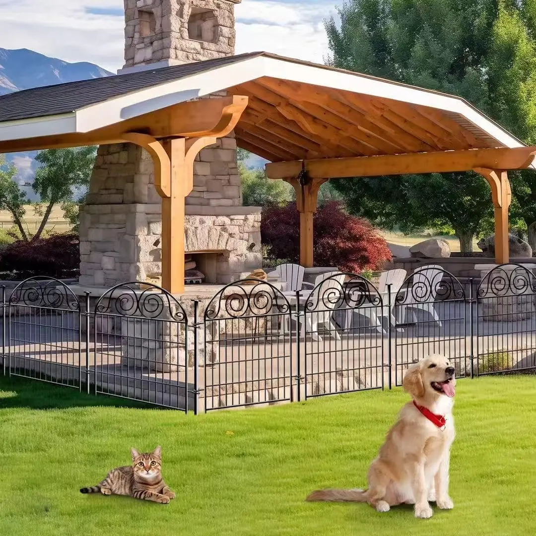 Tall Garden Fence Animal Barrier with Gate, 40 in(H) 12 Panels Garden Fences and Borders for Dogs, Dog Fence Outdoor for Yard