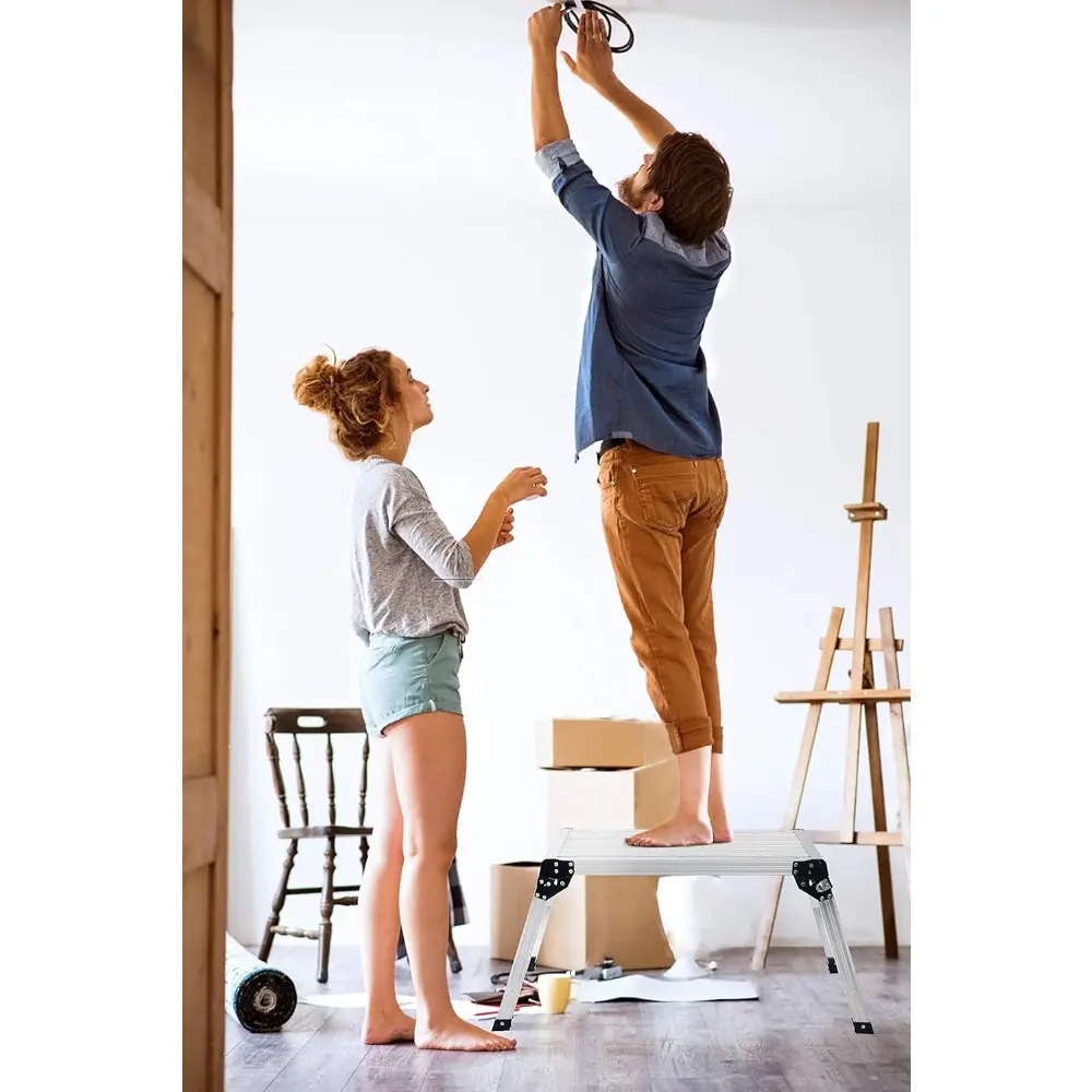 Work Platform Aluminum 30"x12"x20" Step Ladder Heavy Duty Foldable Aluminum Platform 330 Lbs Capacity