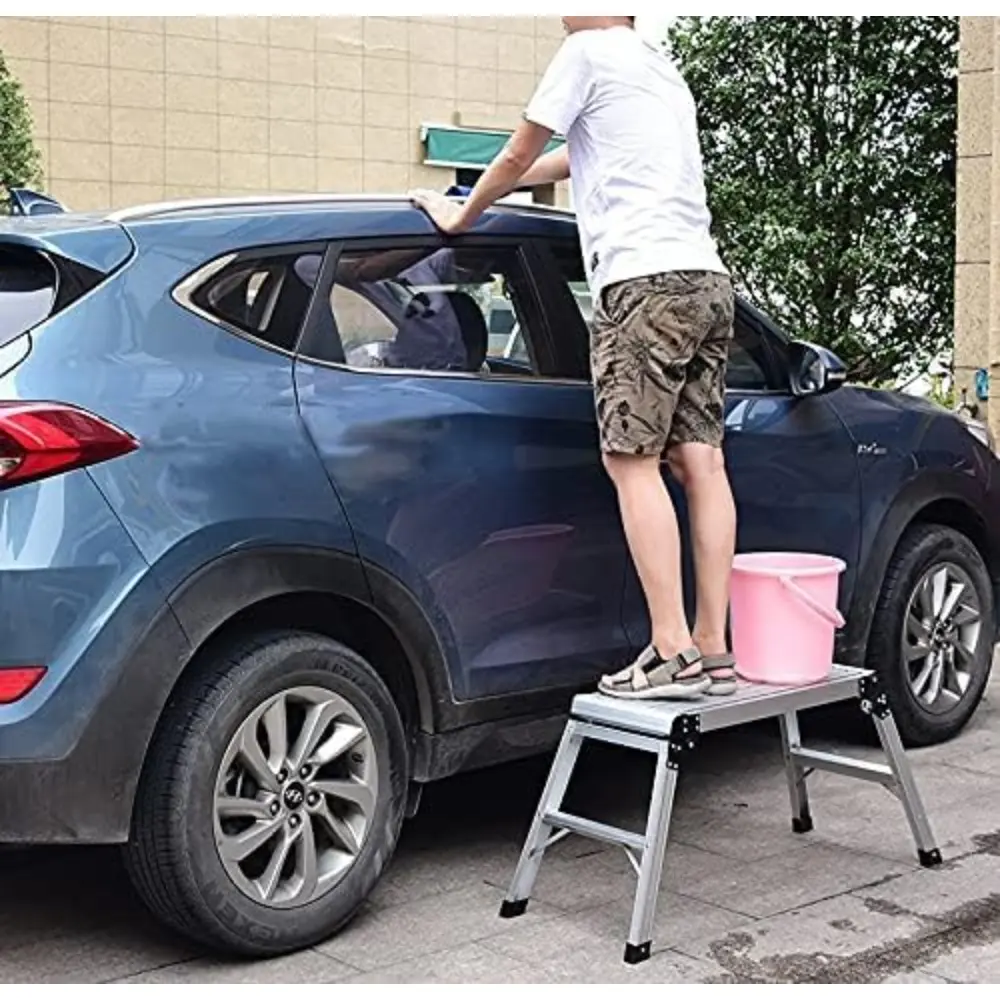 Work Platform Aluminum 30"x12"x20" Step Ladder Heavy Duty Foldable Aluminum Platform 330 Lbs Capacity