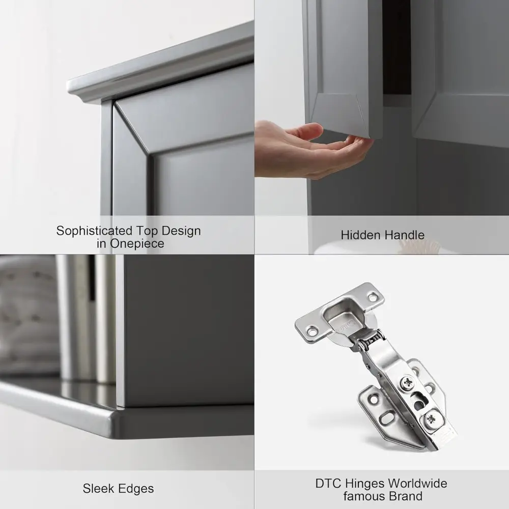 Grey Cabinet Wall Mounted with 2 Doors, Wooden Medicine Cabinet with Adjustable Shelf, 23"x 29" Over Toilet Wall Hanging Cabinet