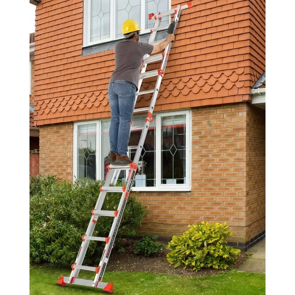 Ladder, A Frame 5 Step Ladder Extension, 17 Ft Anti-Slip Multi Position Ladder, Storage Folding Ladder, 330 lbs Security Load Te