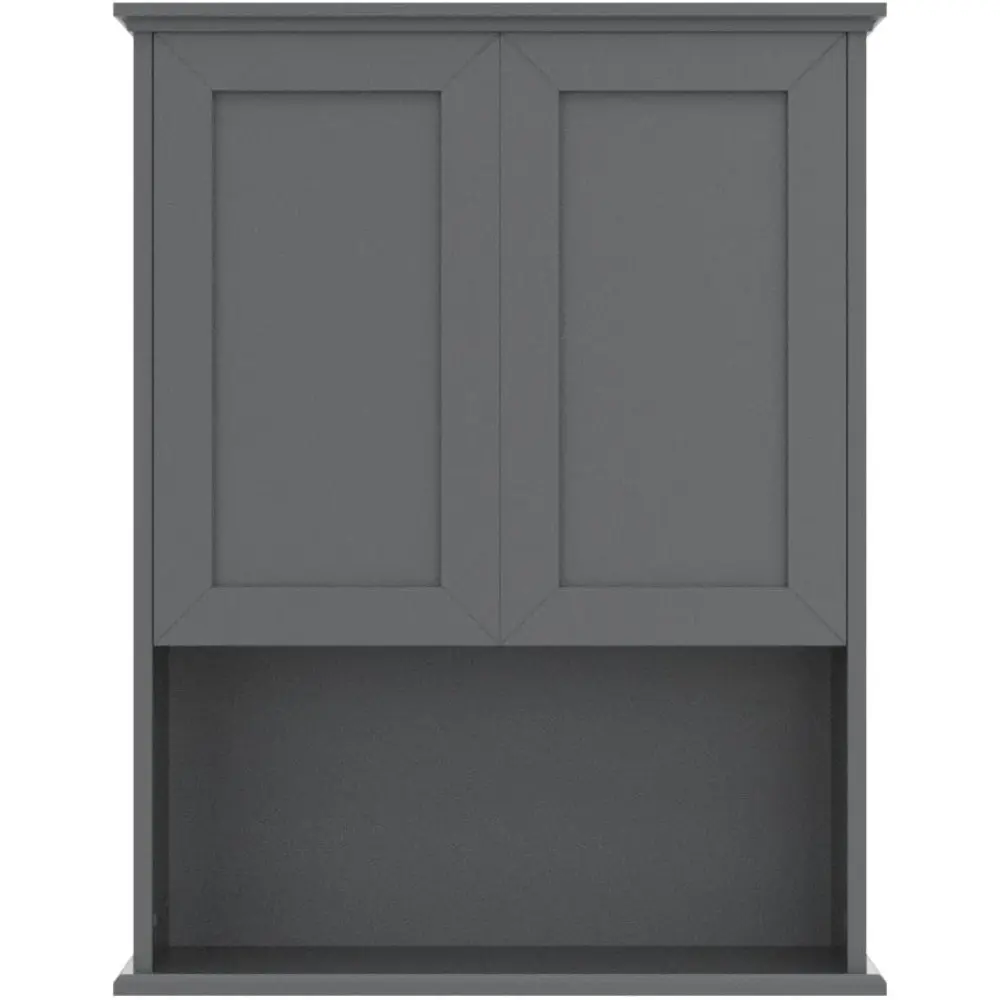 Grey Cabinet Wall Mounted with 2 Doors, Wooden Medicine Cabinet with Adjustable Shelf, 23"x 29" Over Toilet Wall Hanging Cabinet
