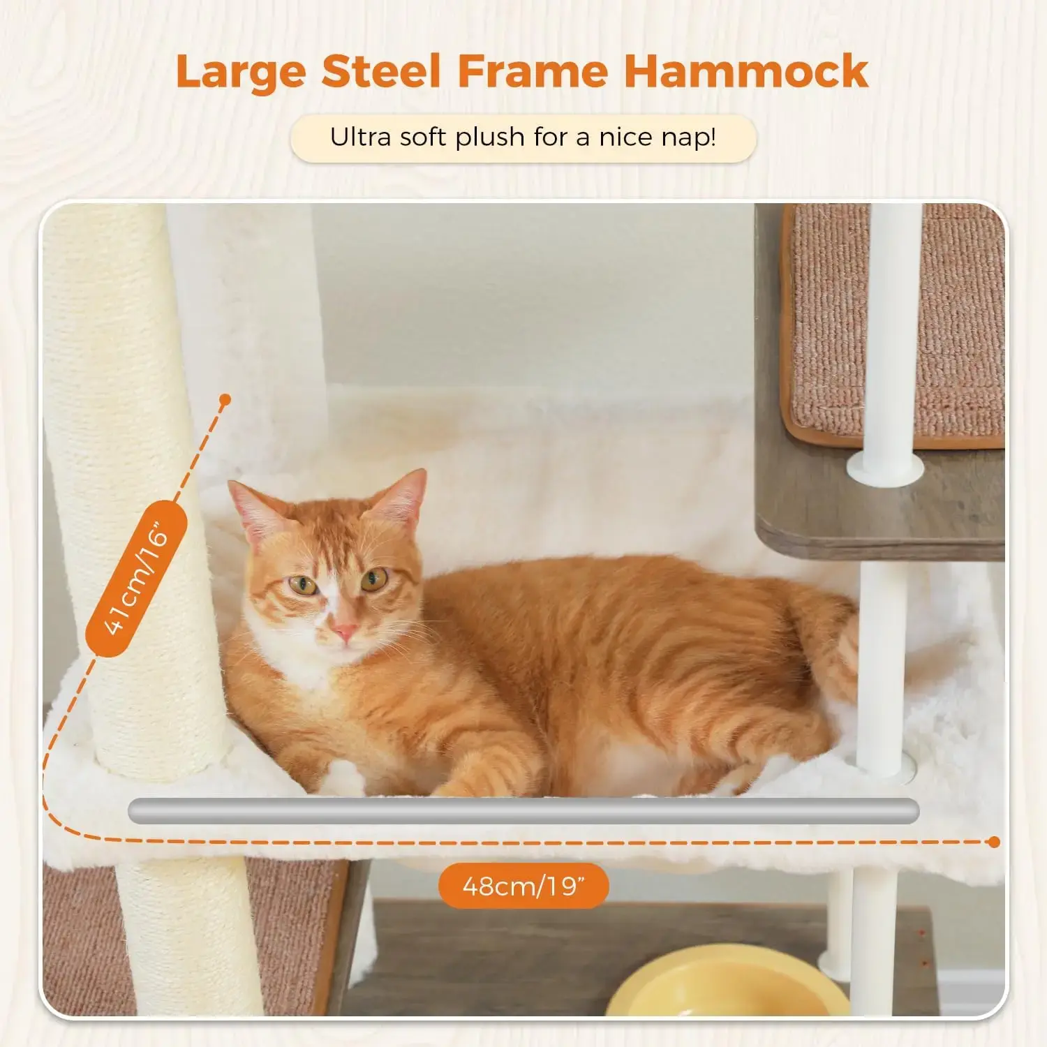 Large Cat Tree with Food Station, 74.8 Inches Wooden Tall Cat Tower with Extra Large Condos and Hammocks,