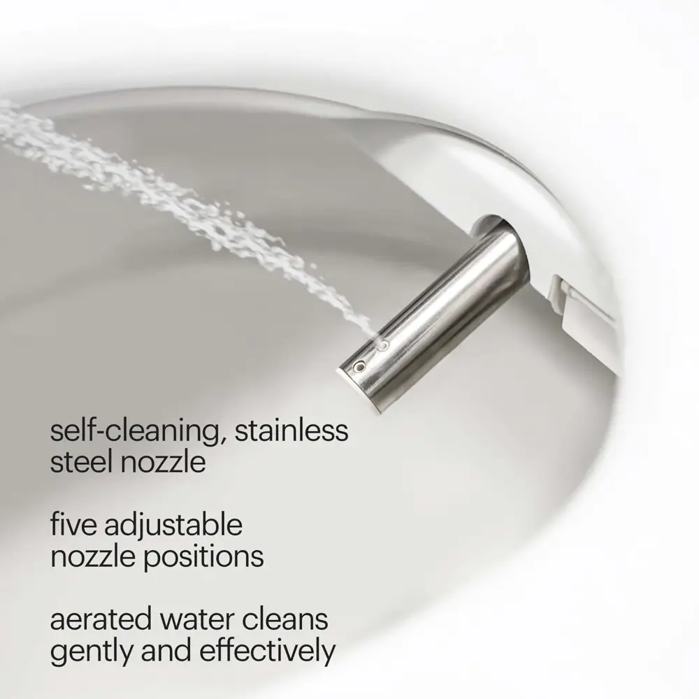 Swash SE600 Bidet Toilet Seat, Fits Elongated Toilets, White - Oscillating Stainless-Steel Nozzle, Warm Air Dryer, Ambient Nigh