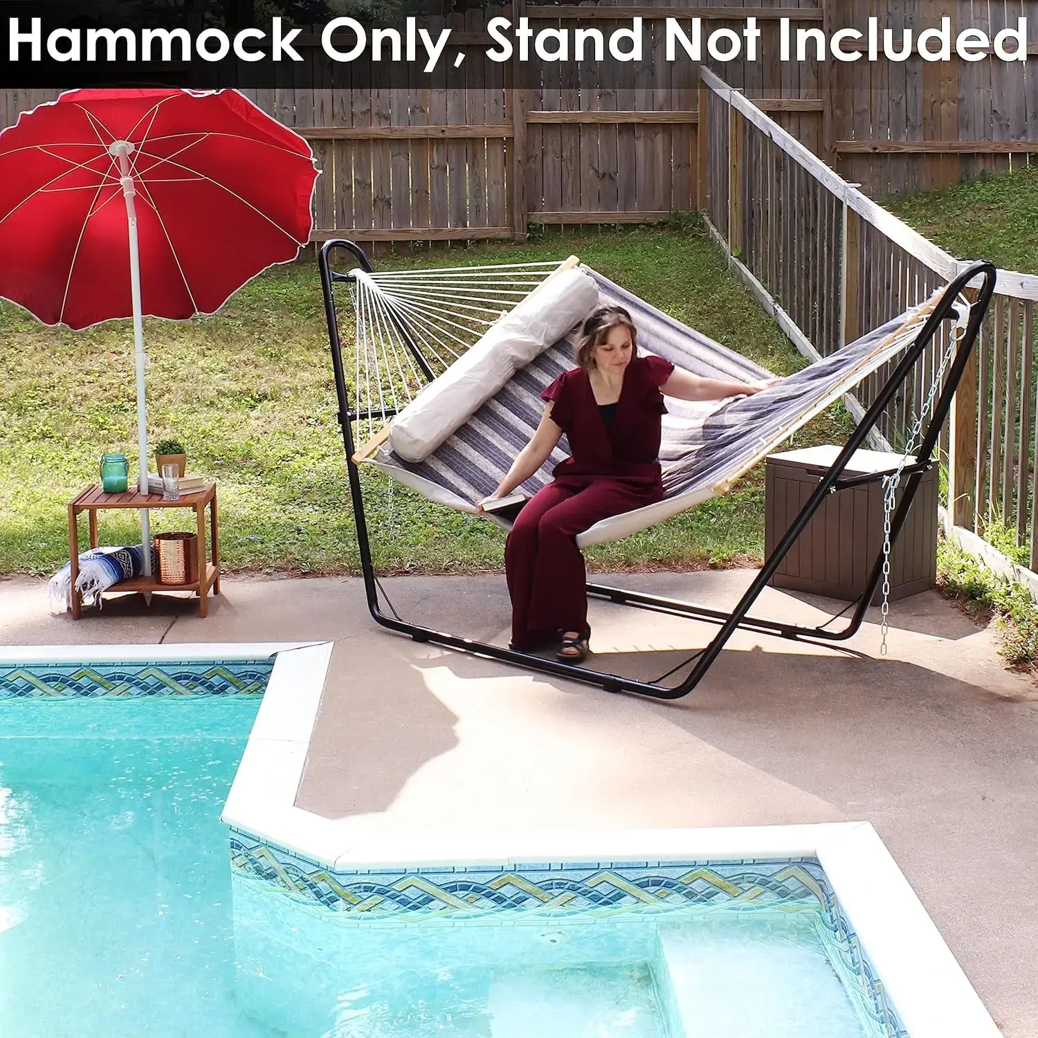 Quilted Outdoor Hammock with Spreader Bars - Heavy-Duty 450-Pound Capacity Double Hammock for Outside - Mountainside