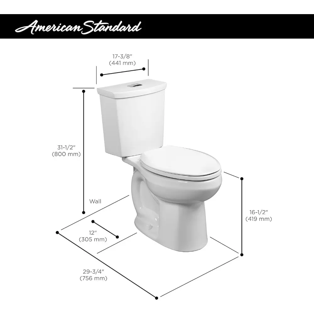 2886218.020 H2Option Two-Piece Toilet, Elongated Front, Chair Height, Dual Flush, White, 0.92 - 1.28 gpf
