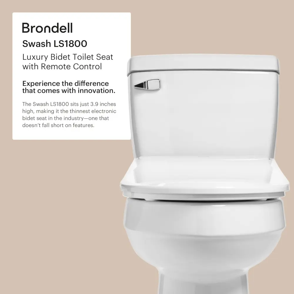 LS1800-RW Swash Electric Bidet Toilet Seat with Oscillating Stainless Steel Nozzle, Warm Air Dryer, Heated, Night Light, Gentle