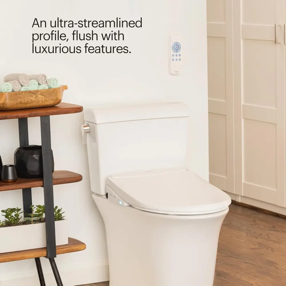 LS1800-RW Swash Electric Bidet Toilet Seat with Oscillating Stainless Steel Nozzle, Warm Air Dryer, Heated, Night Light, Gentle