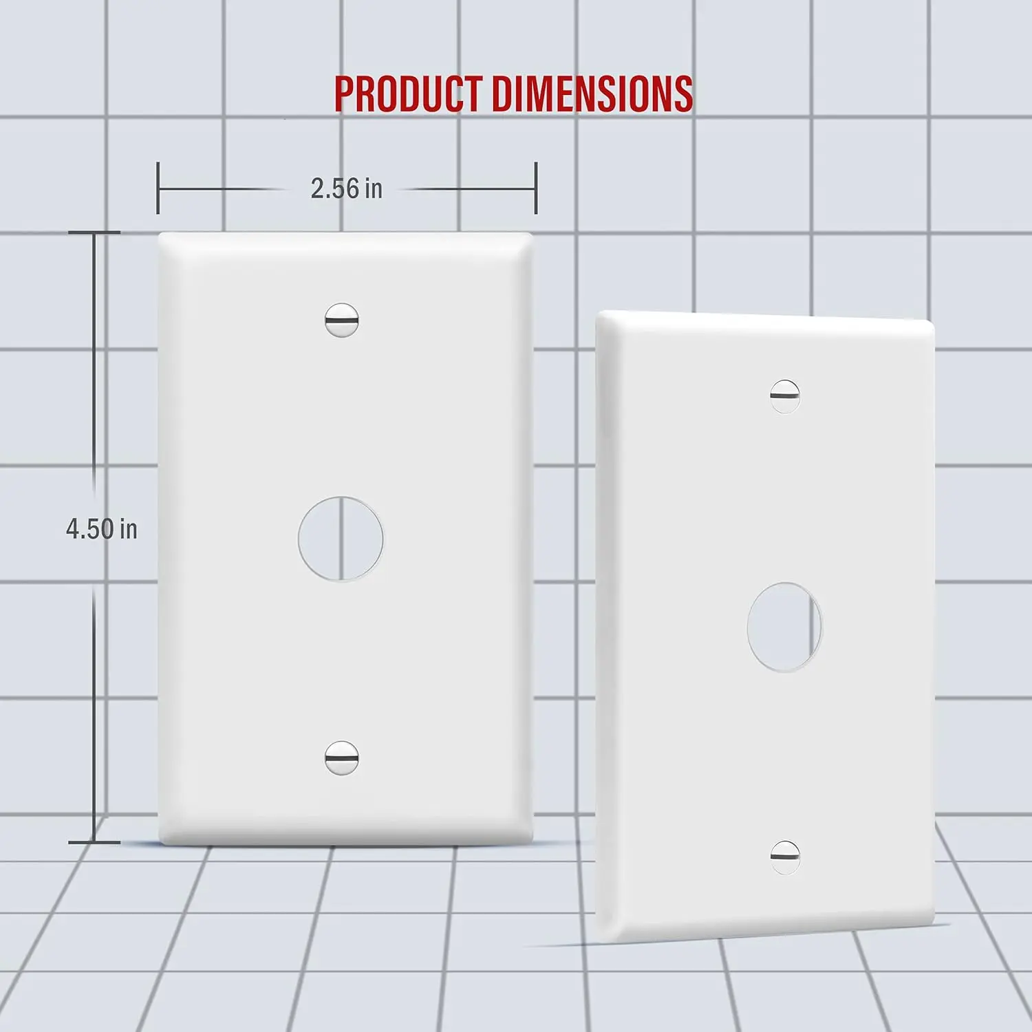 0.625" Hole Phone/Cable Wall Plate, Standard Size 1-Gang 4.50" x 2.76", Polycarbonate Thermoplastic, 8861-W, White