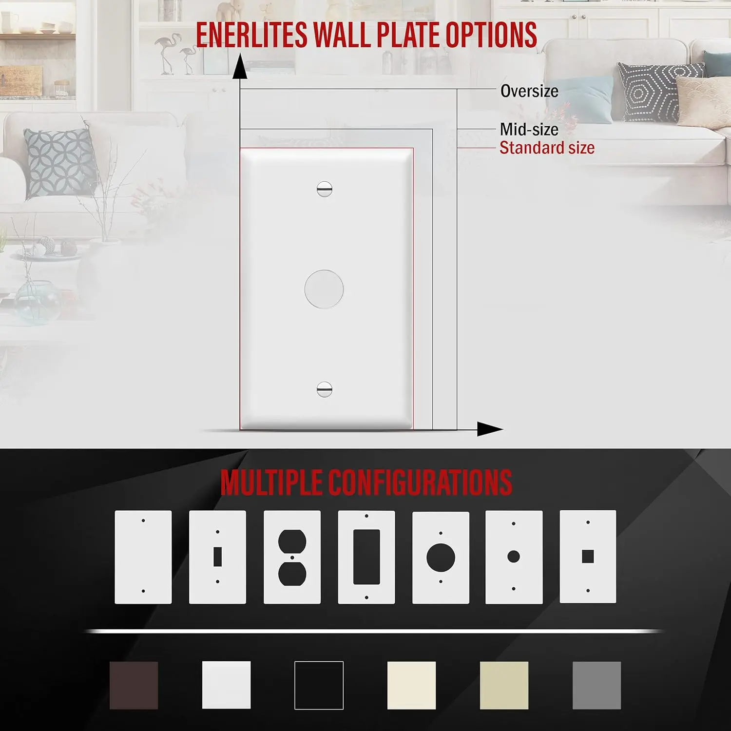 0.625" Hole Phone/Cable Wall Plate, Standard Size 1-Gang 4.50" x 2.76", Polycarbonate Thermoplastic, 8861-W, White