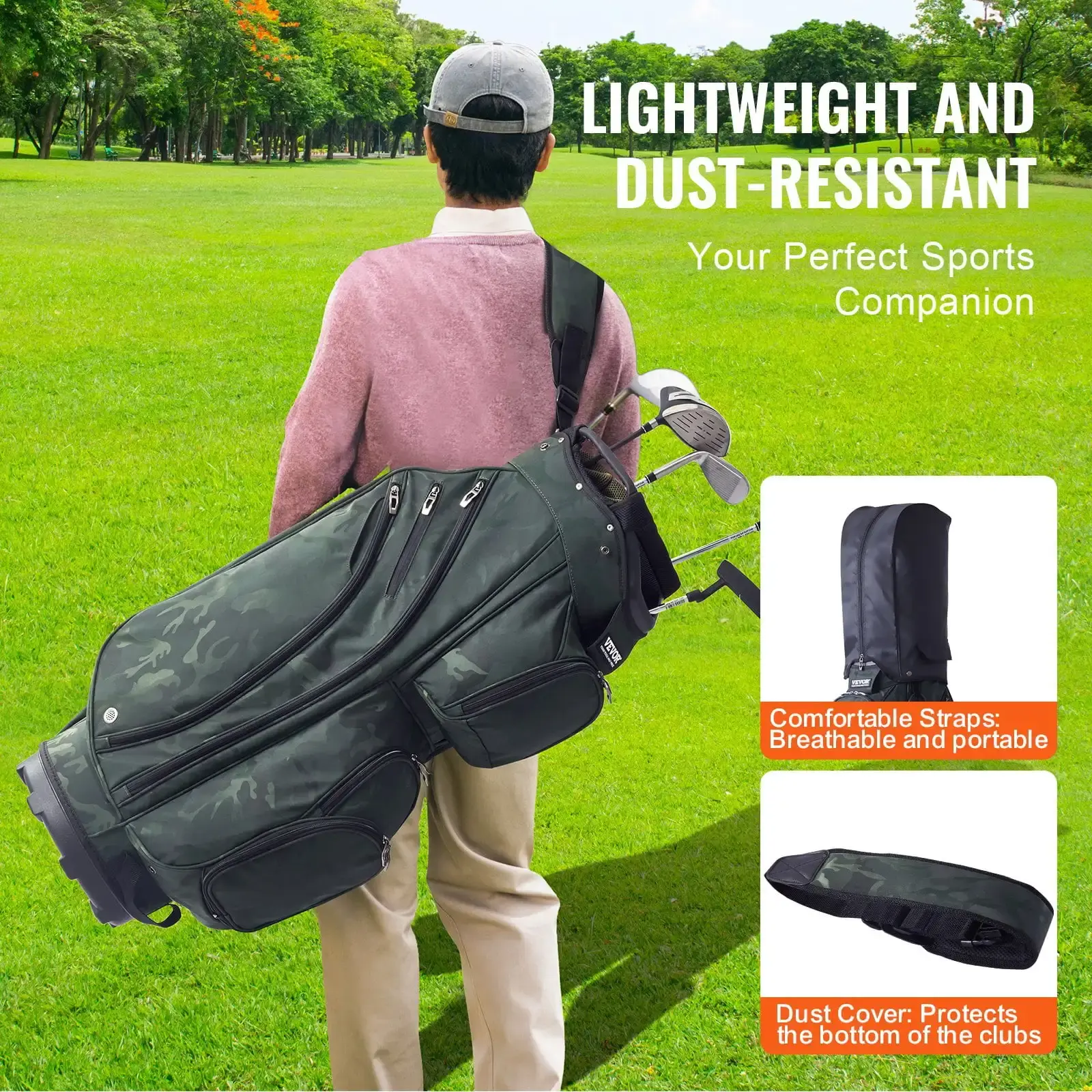 Golf Cart Bag with 14-Way Organizer Divider Top, 11 Pockets Premium Nylon
