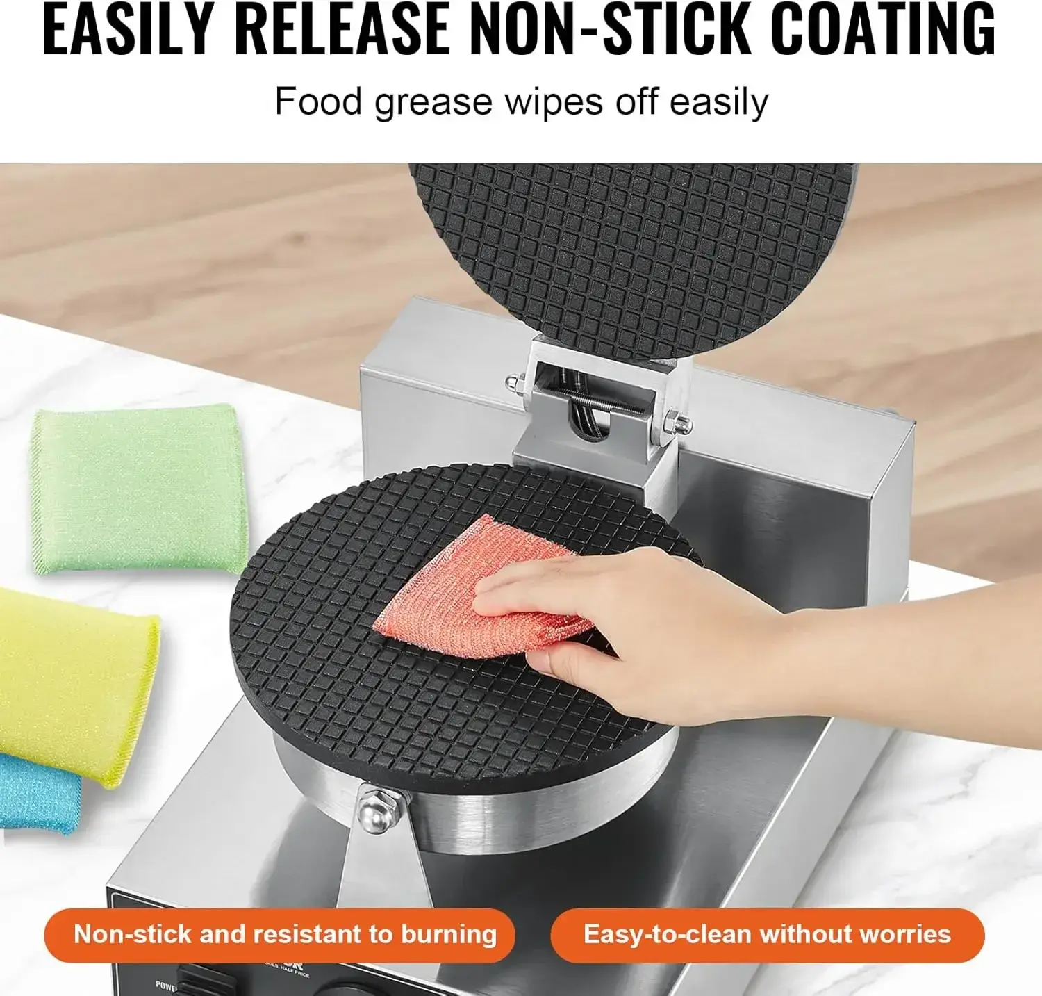 Electric Ice Cream Cone Maker, Commercial 1230W Waffle Cone Machine, Non-Stick Stainless Steel Egg Roll Mold