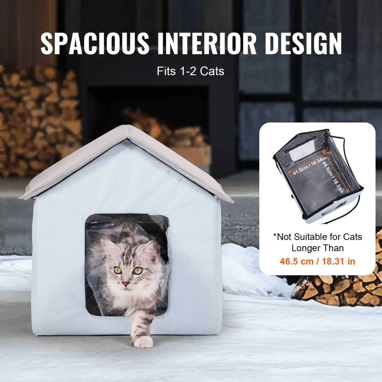 New Heated Cat House Foldable Kitty Shelter with Heated Pad Blue Small