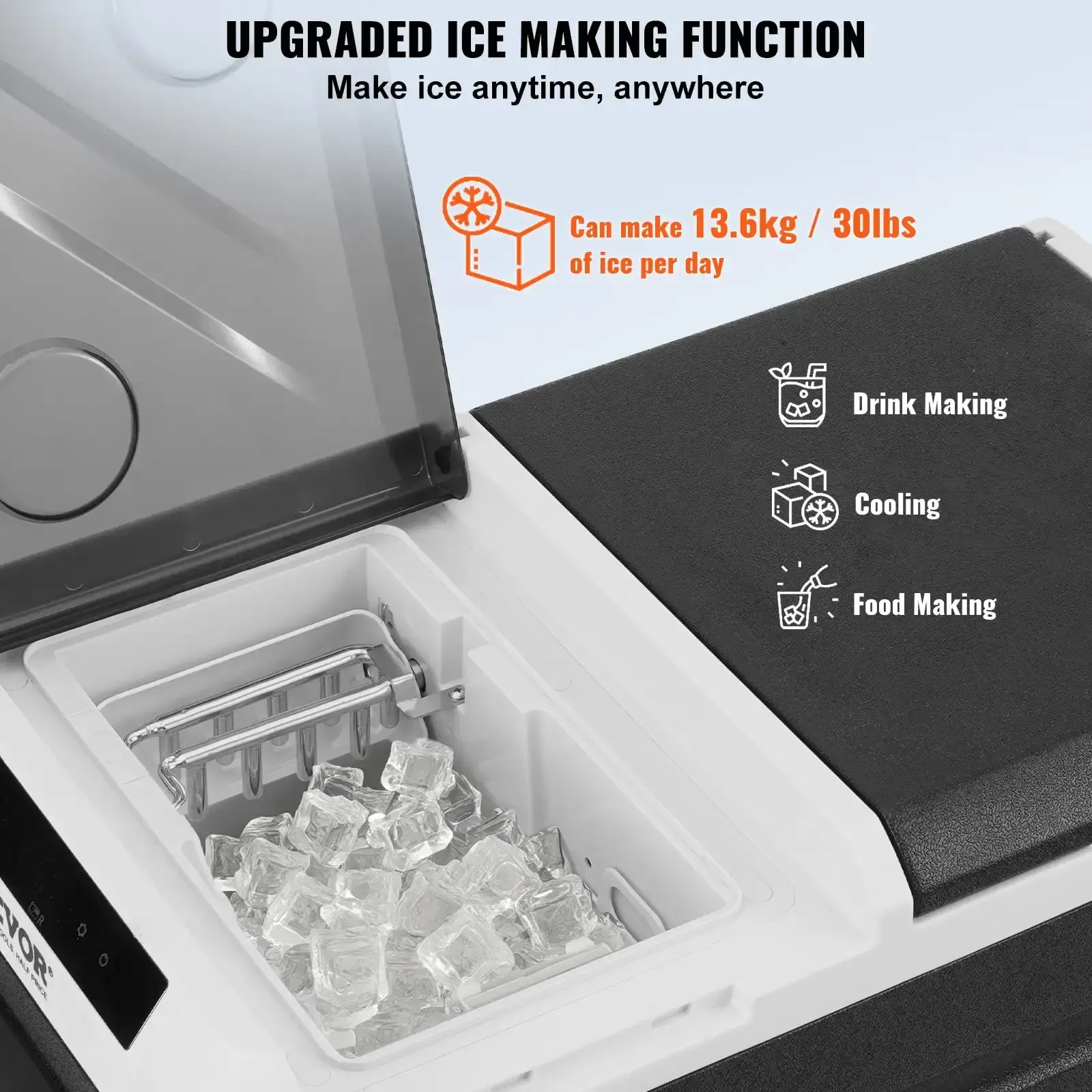 Portable Car Refrigerator Freezer with Ice Making Function - 38QT Dual Zone