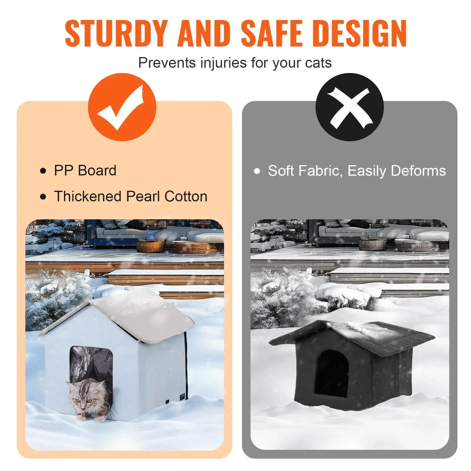New Heated Cat House Foldable Kitty Shelter with Heated Pad Blue Small