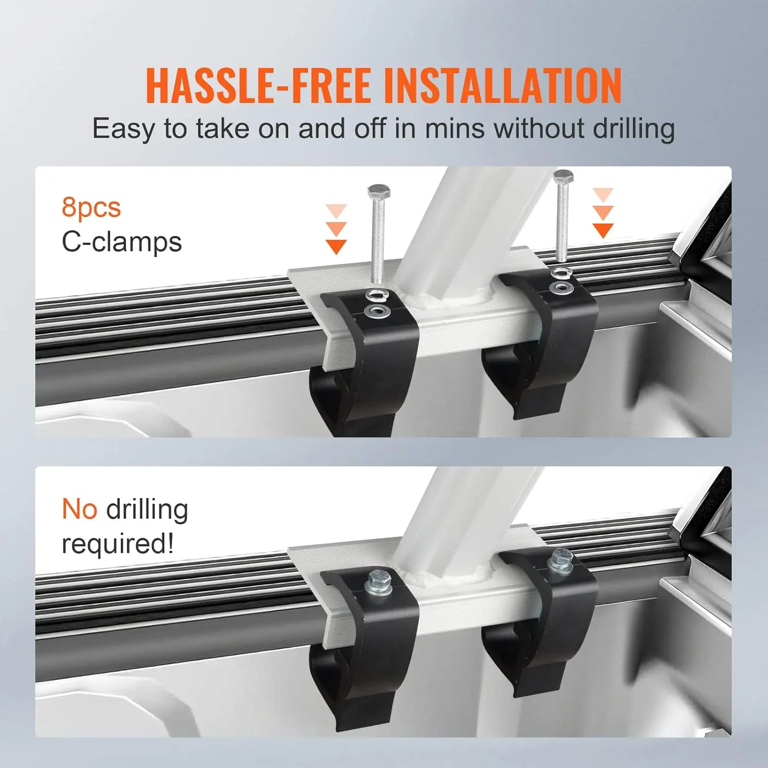 Truck Rack, 17-29in Adjustable Ladder Rack for Truck with C-Clamps, Non-Drilling Aluminum 800 lbs Capacity Truck Bed Rack