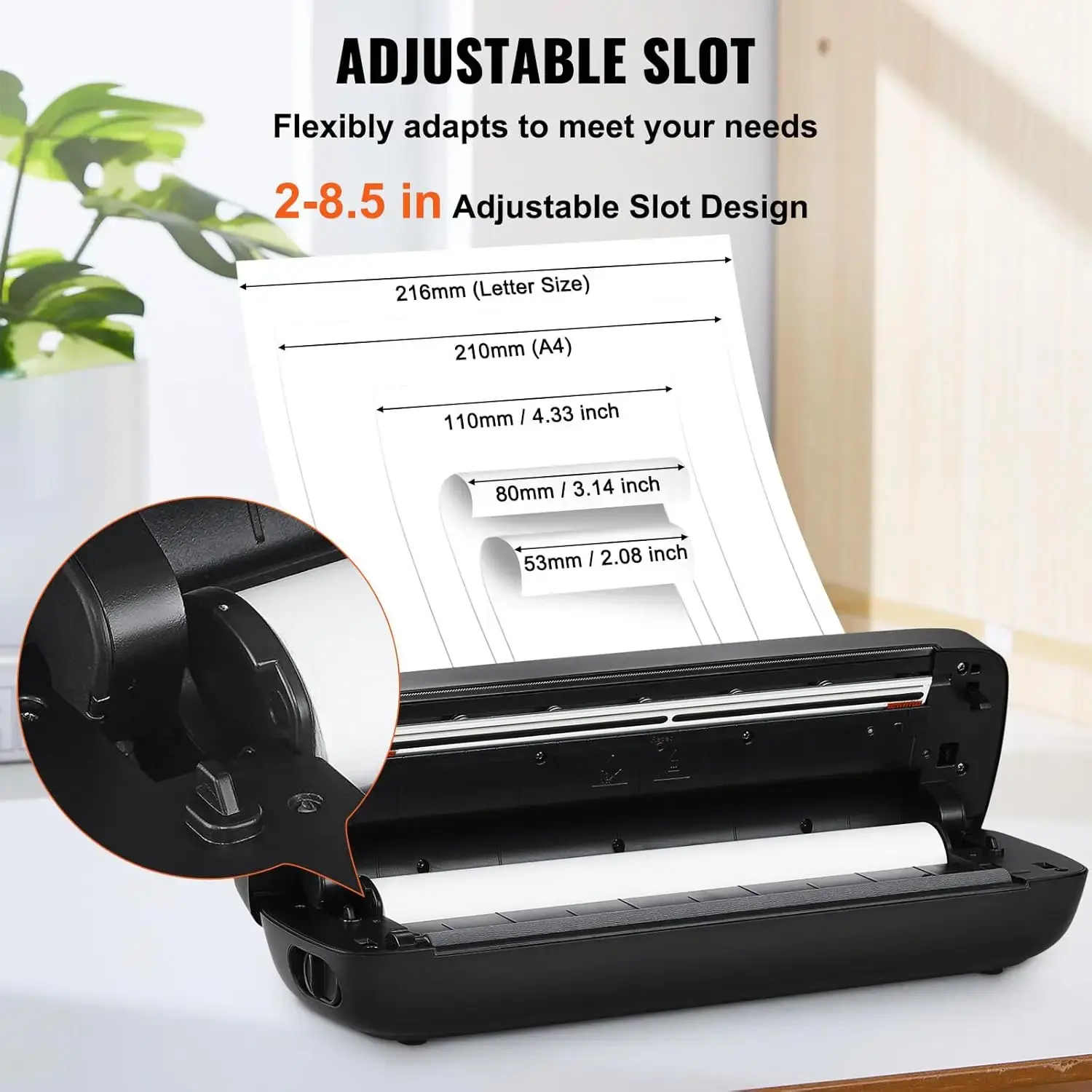 Portable Thermal Printer - 2600mAh Battery, 300 DPI, Bluetooth Inkless Mobile Printer for A4, A5 & 8.5" x 11" Thermal Paper