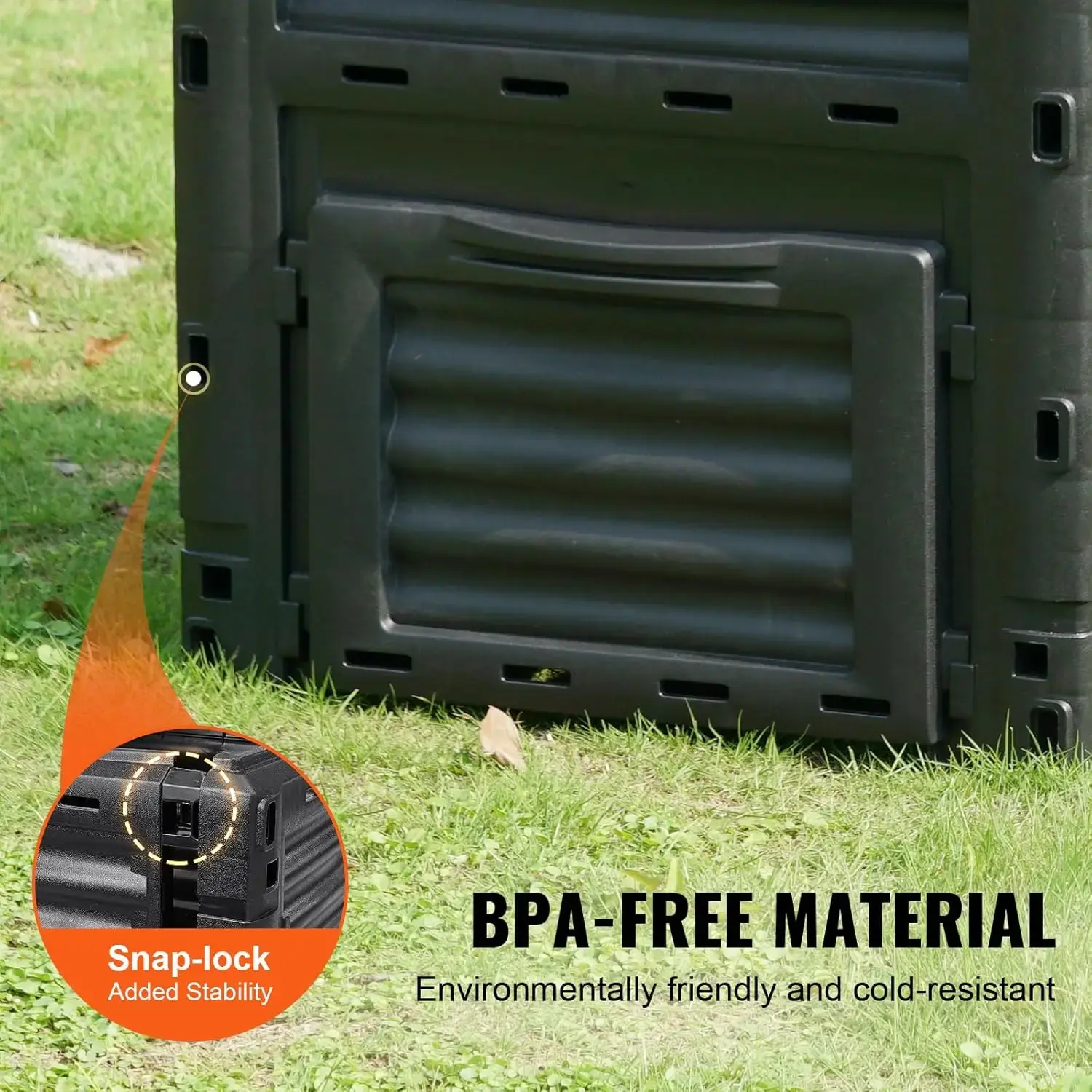 Garden Compost Bin 80 Gallon, BPA Free Composter, Large Capacity Outdoor Composting Bin with Top Lid and Bottom Door