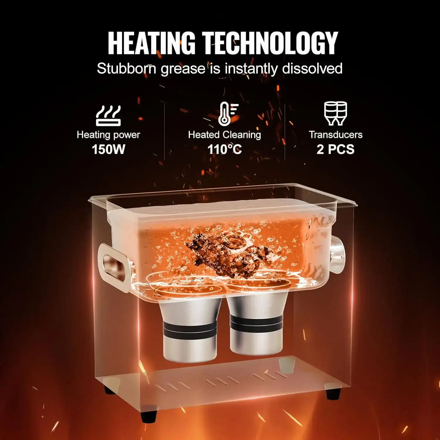 3L Ultrasonic Cleaner with Heater and Timer, 150W Stainless Steel Ultrasonic Cleaner Machine with Degas & Gentle Modes