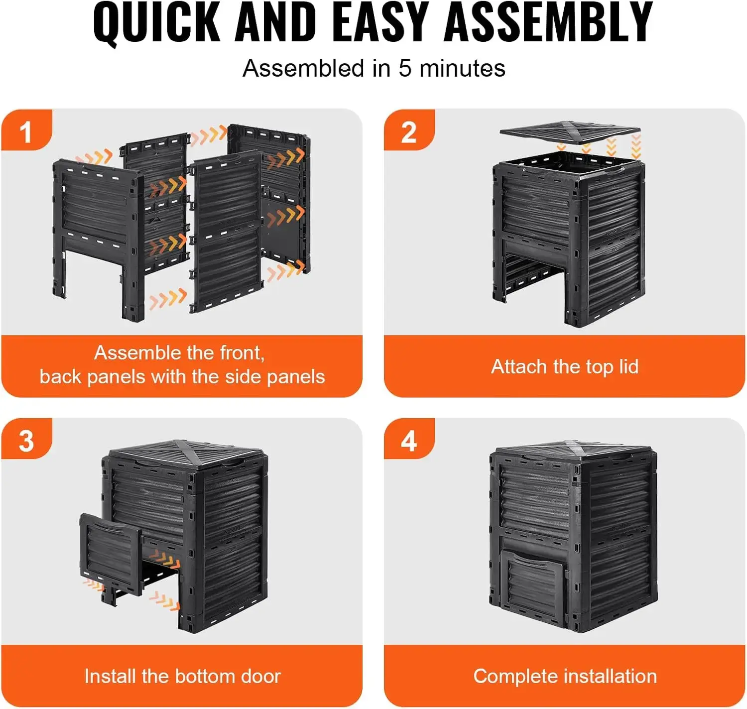Garden Compost Bin 80 Gallon, BPA Free Composter, Large Capacity Outdoor Composting Bin with Top Lid and Bottom Door