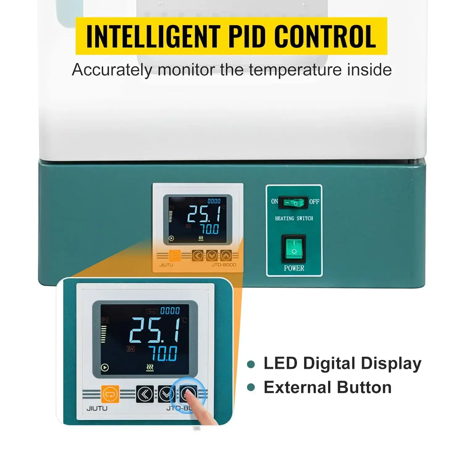 Lab Incubator 20L Bacteria Incubator RT-65℃ Scientific Digital Incubator PID Temperature Control Microbiological Laboratory