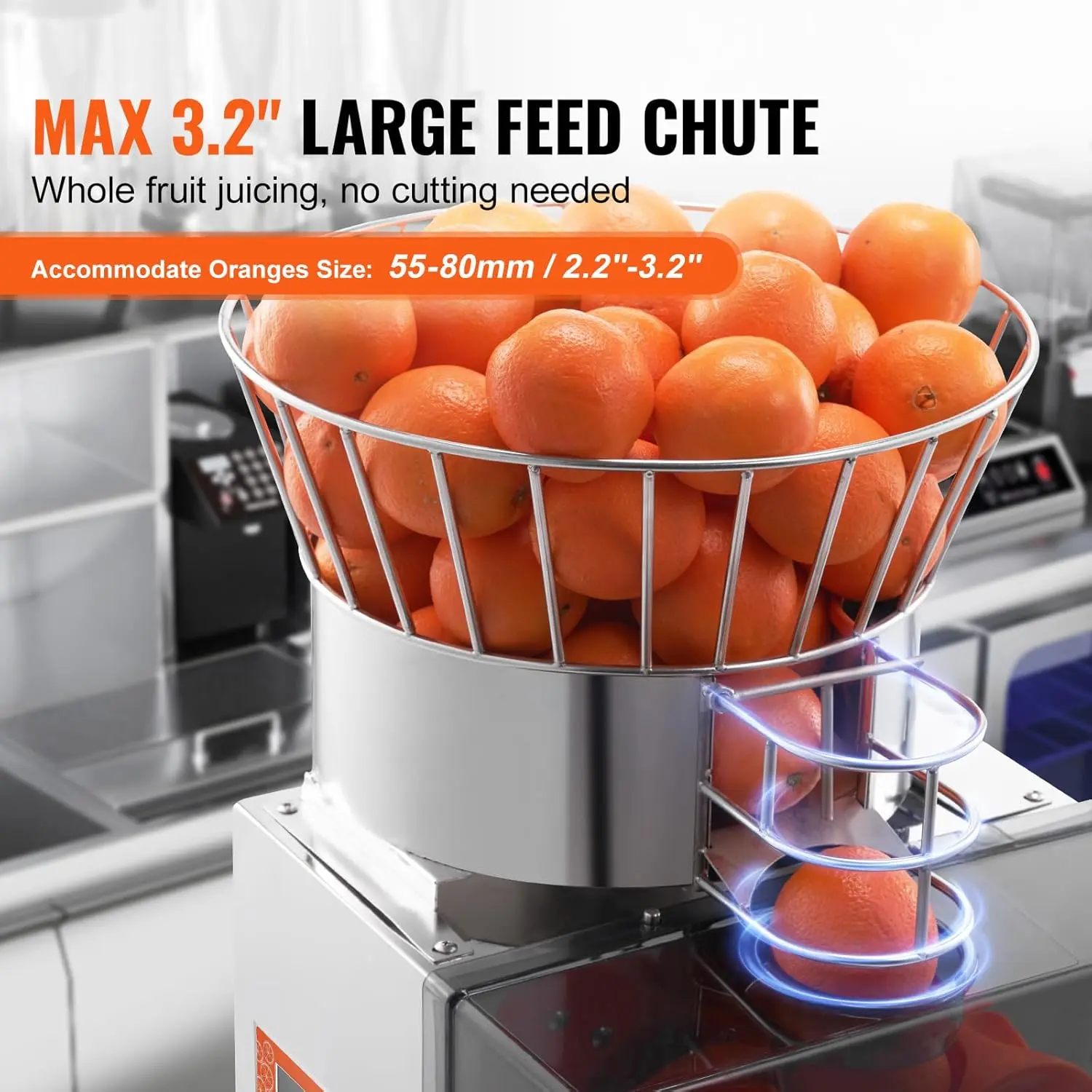 Commercial Orange Juicer, 120W Automatic Feeding Juice Extractor with Water Tap,Stainless Steel Juicer Machine 25 Oranges/Minute