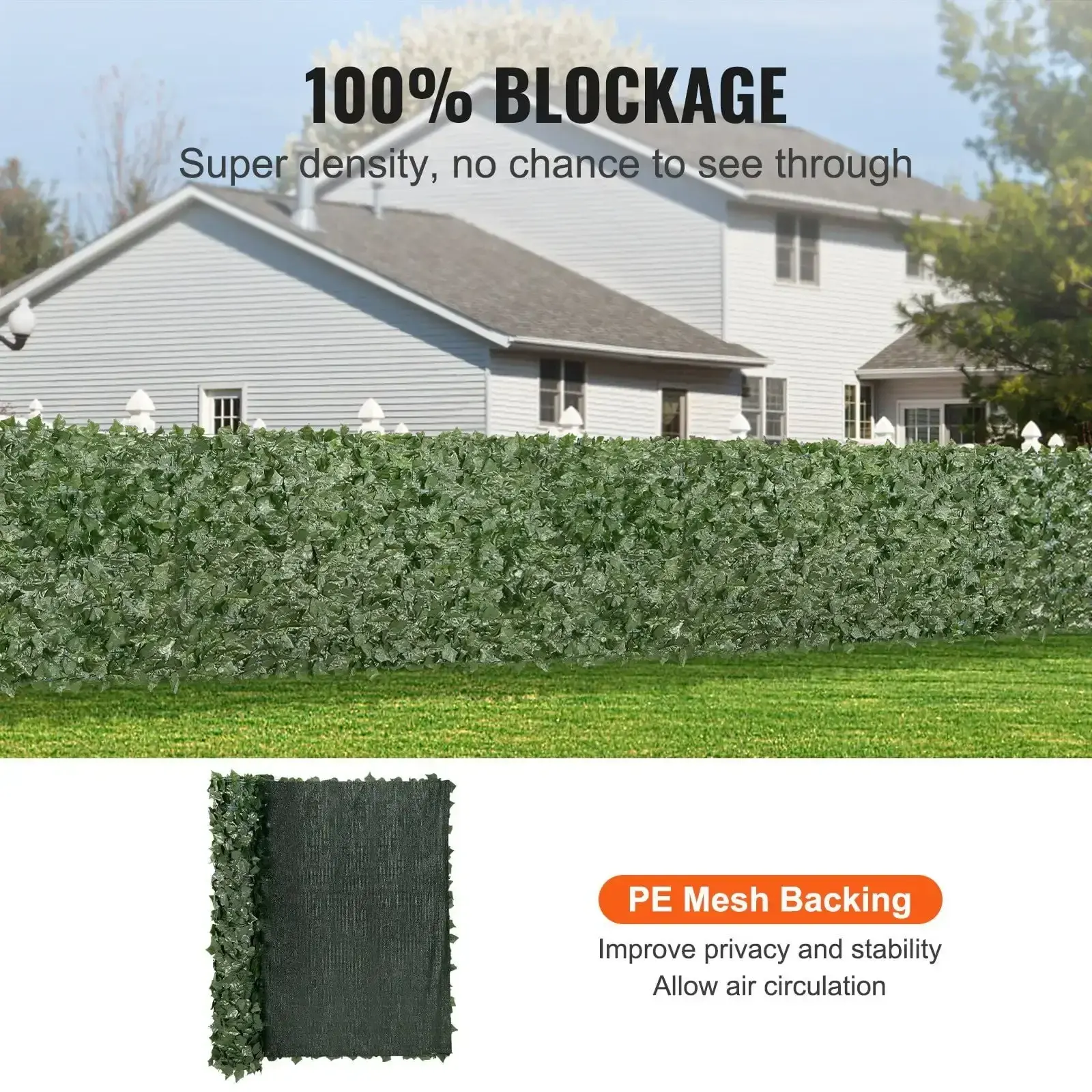 Ivy Privacy Fence, 59 x 98 in Artificial Green Wall Screen, Greenery Ivy Fence with Mesh Cloth Backing and Strengthened Joint