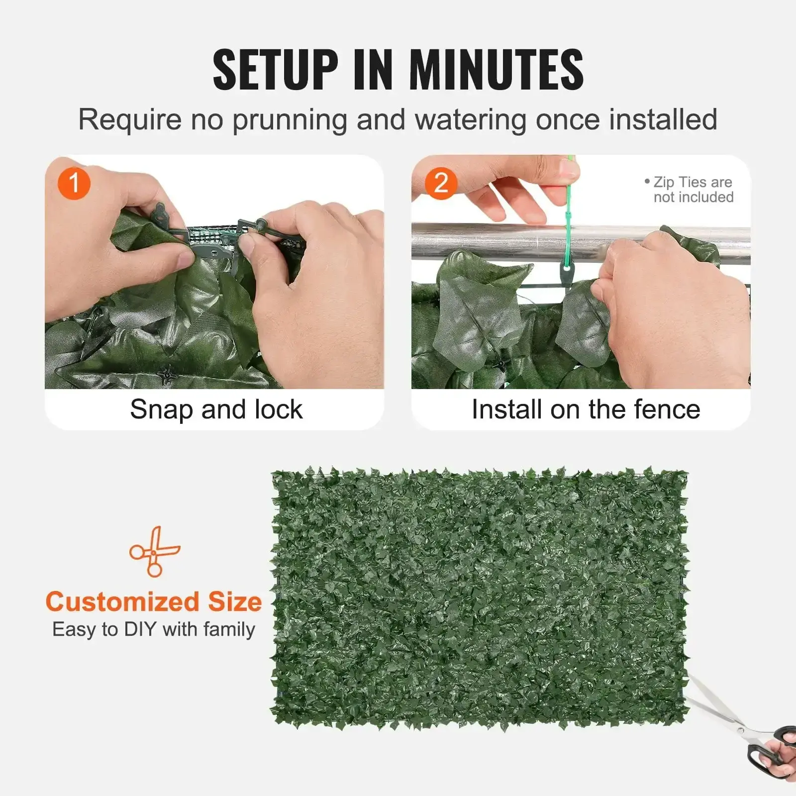 Ivy Privacy Fence, 59 x 98 in Artificial Green Wall Screen, Greenery Ivy Fence with Mesh Cloth Backing and Strengthened Joint
