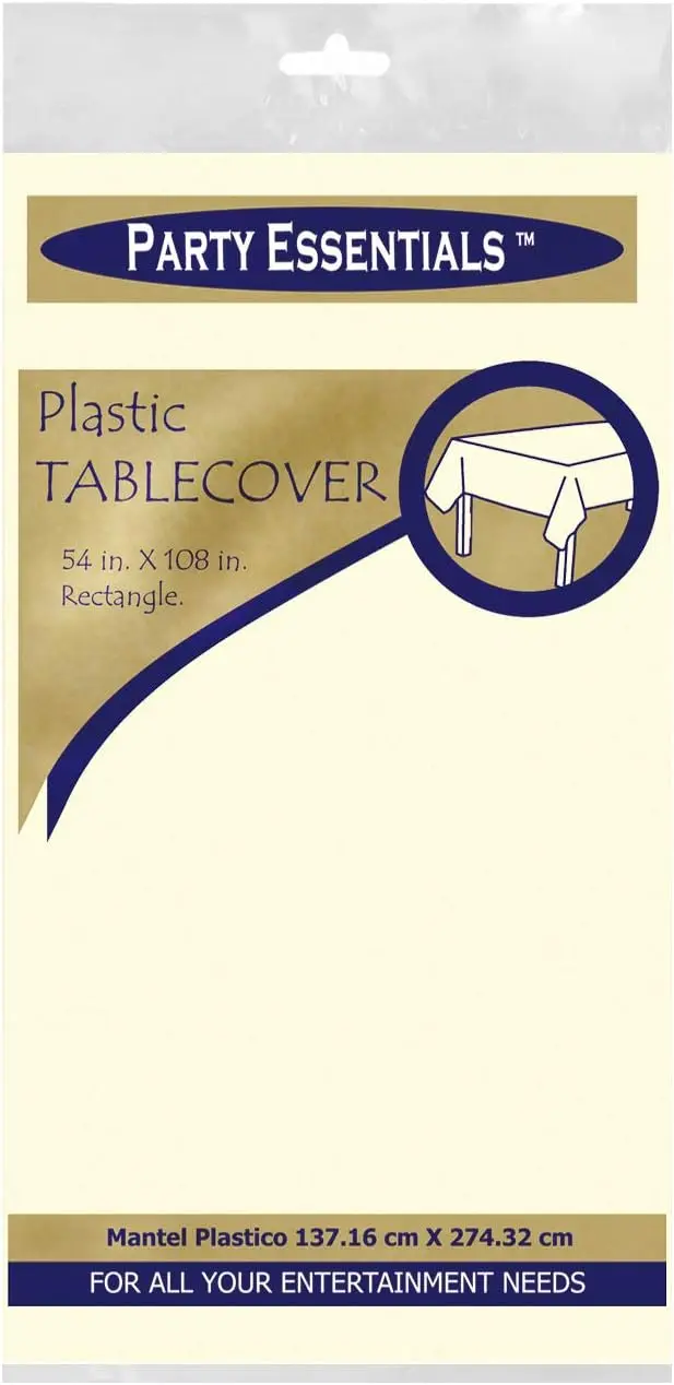 Heavy Duty Plastic Table Cover Available in 44 Colors, 54" x 108", Ivory