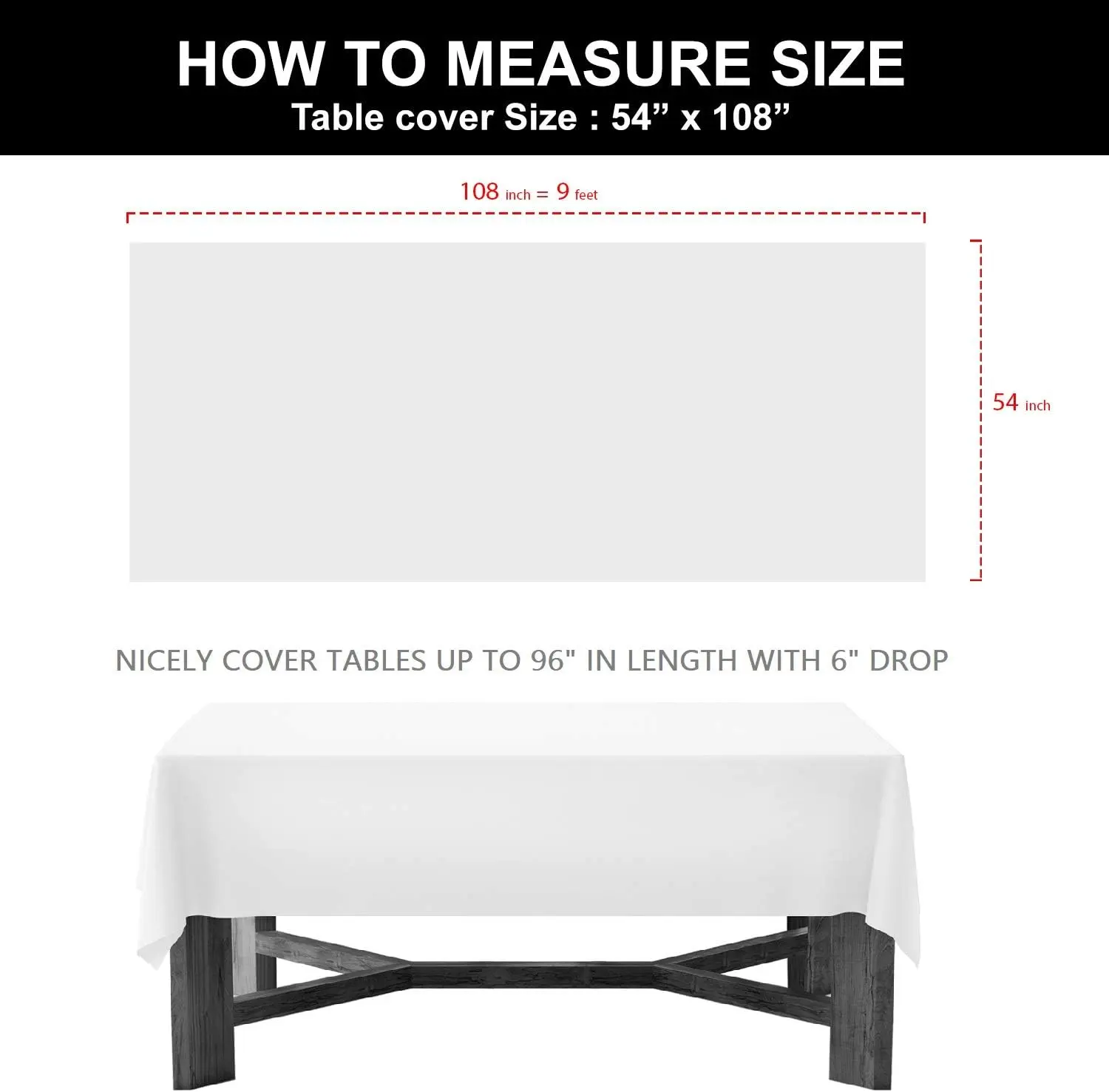 Heavy Duty Plastic Table Cover Available in 44 Colors, 54" x 108", Ivory