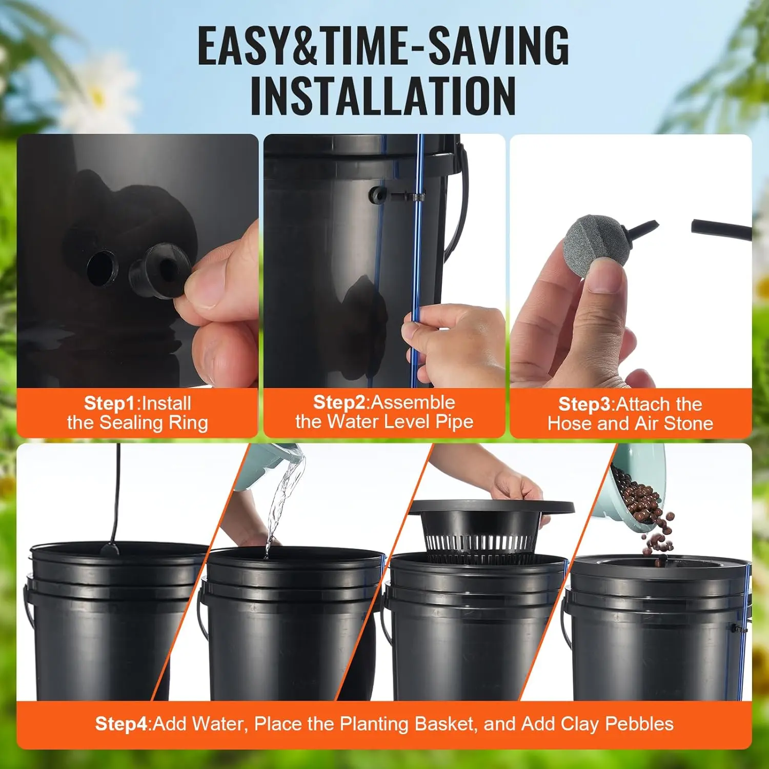 DWC Hydroponics Grow System, Hydroponic Growing System with Top Drip Kit, 5-Gallon Deep Water Culture with Air Pump