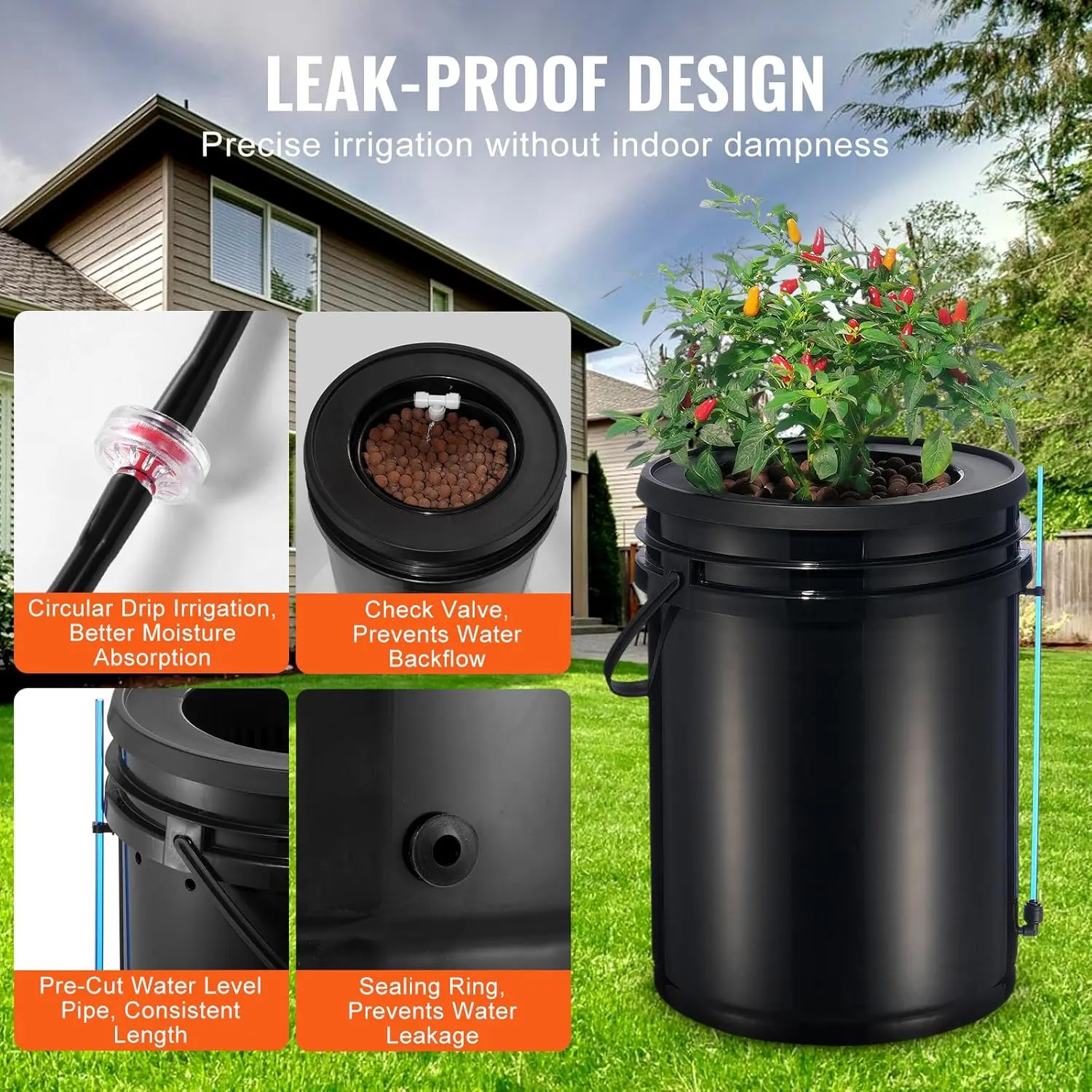DWC Hydroponics Grow System, Hydroponic Growing System with Top Drip Kit, 5-Gallon Deep Water Culture with Air Pump