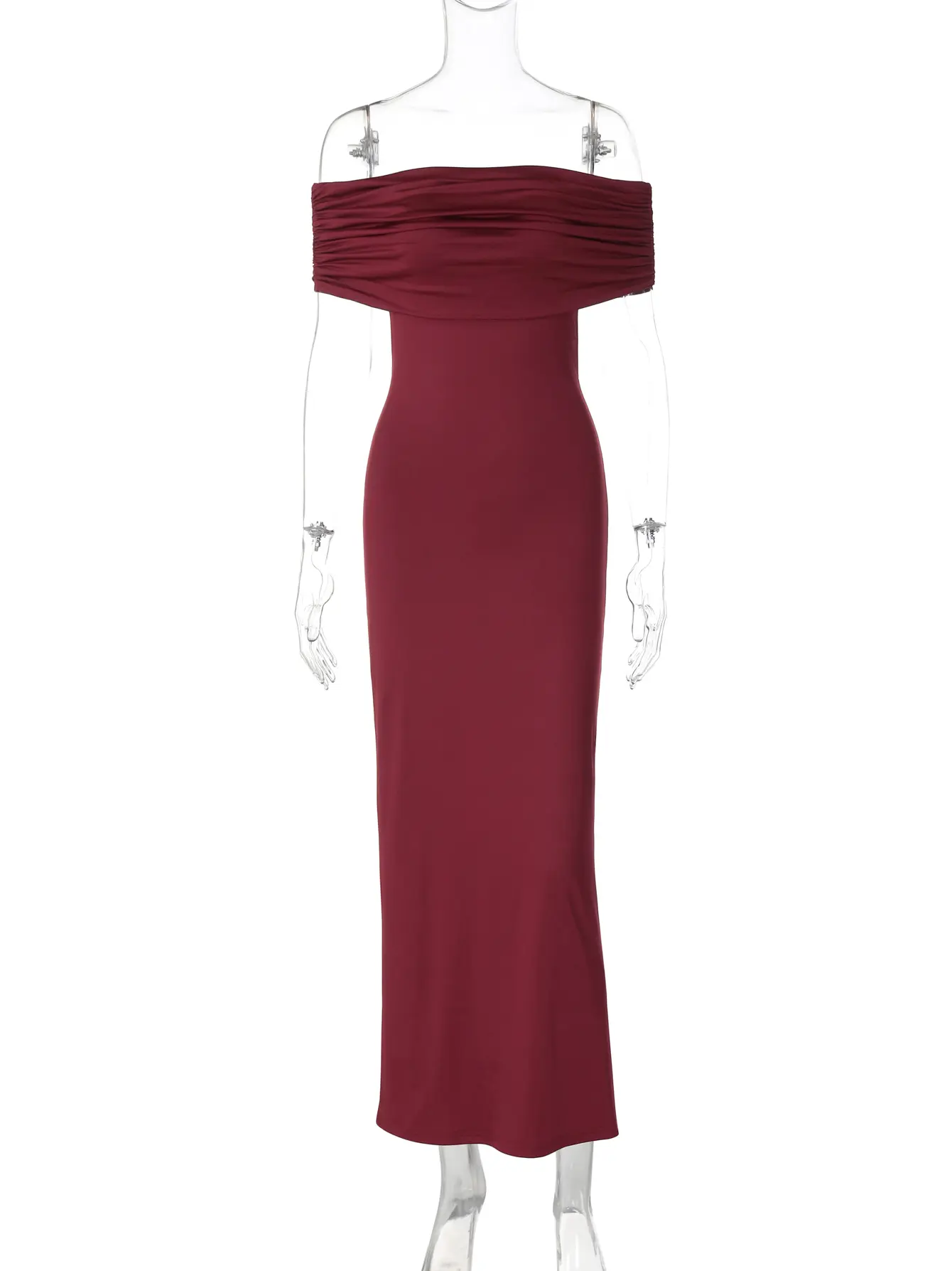Hugcitar Slash Neck Solid Sleeveless Backless Ruched Sexy Elegant Bodycon Maxi Prom Dress Summer Women Clothes Birthday Party