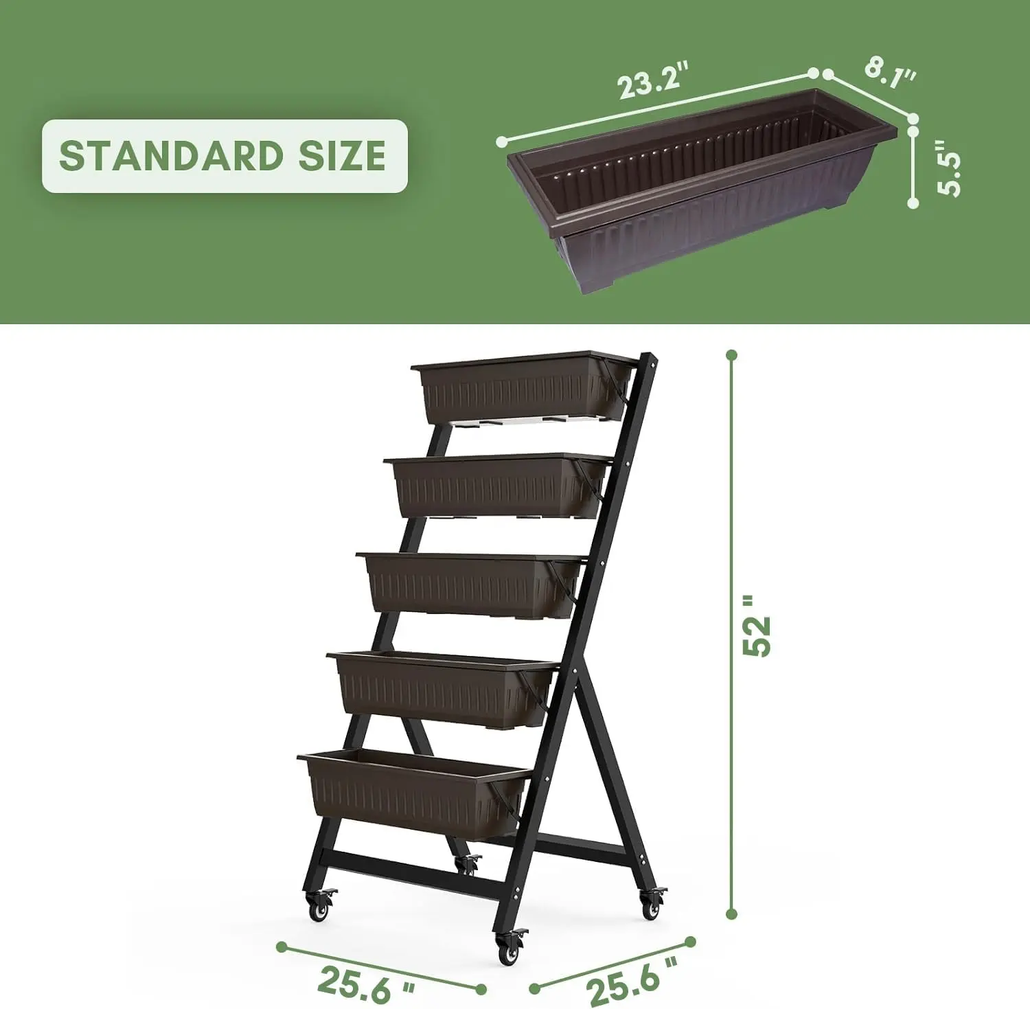 5-Tier Vertical Raised Garden Bed, Vertical Garden Planter with Water Drainage, Elevated Garden Bed for Vegetables Flowers