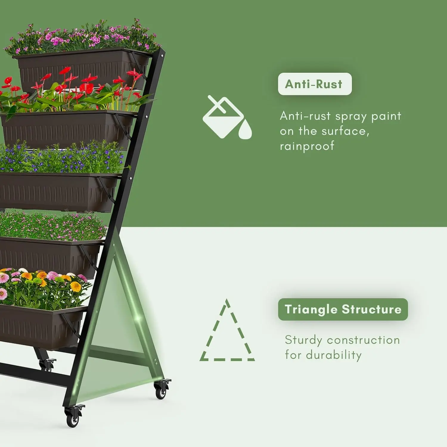 5-Tier Vertical Raised Garden Bed, Vertical Garden Planter with Water Drainage, Elevated Garden Bed for Vegetables Flowers