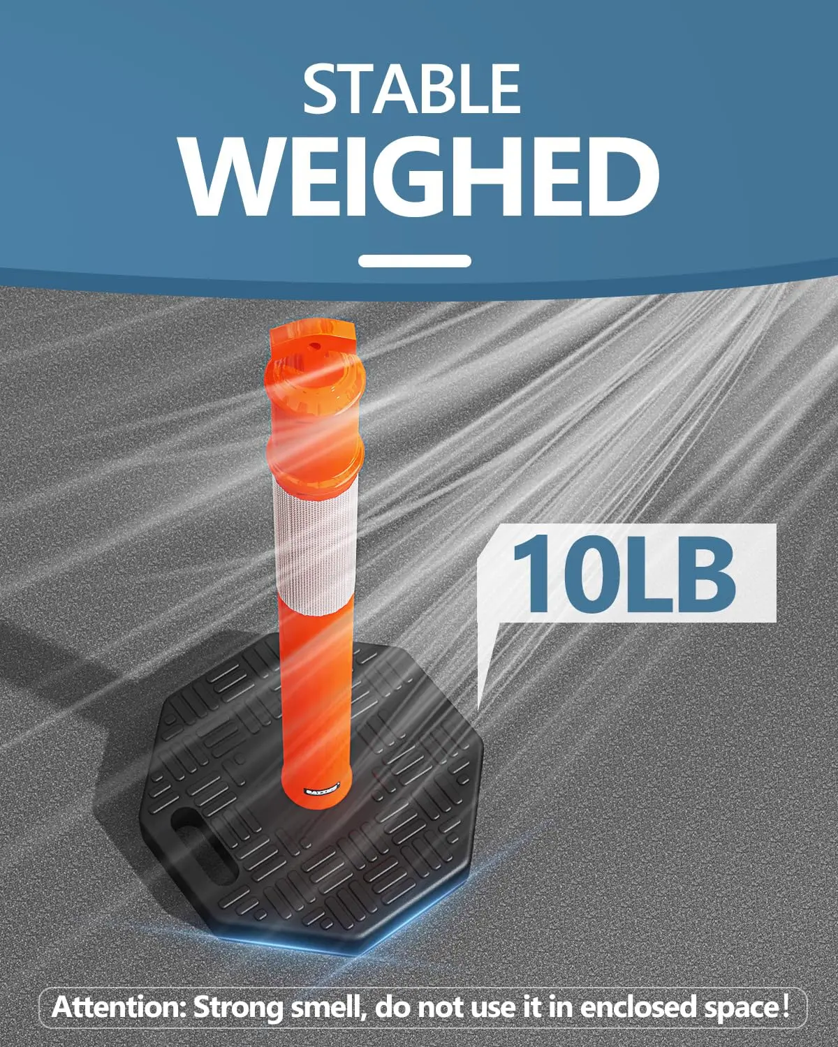 Delineator Post with Base 45 ", Orange Traffic Delineator Cones with Reflective Collar for Driving Practice, Construction Work