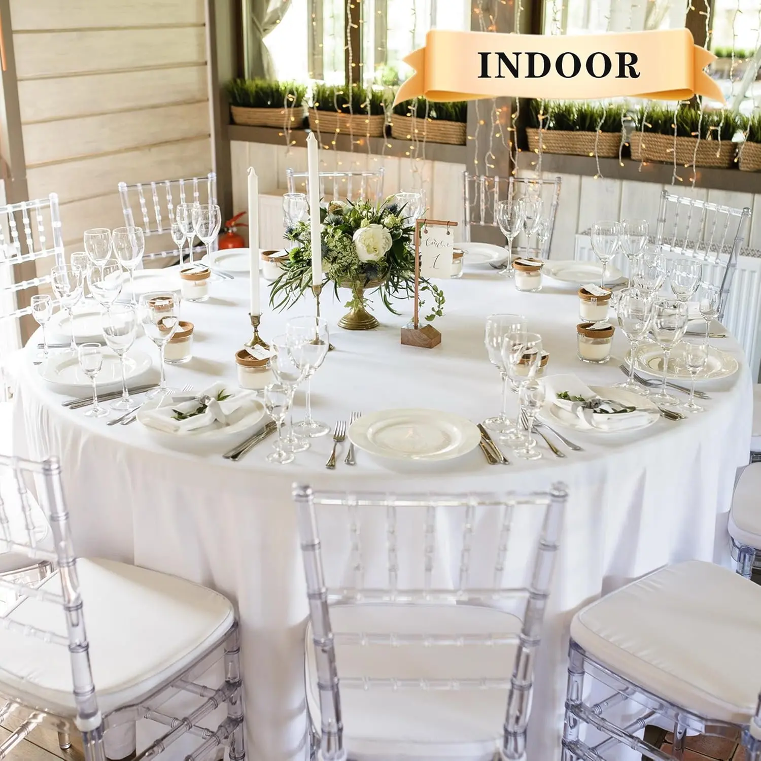 10 Pack Round Tablecloth White 90 Inch - Stain and Wrinkle Resistant Table Cloth, Washable Polyester Table Cover
