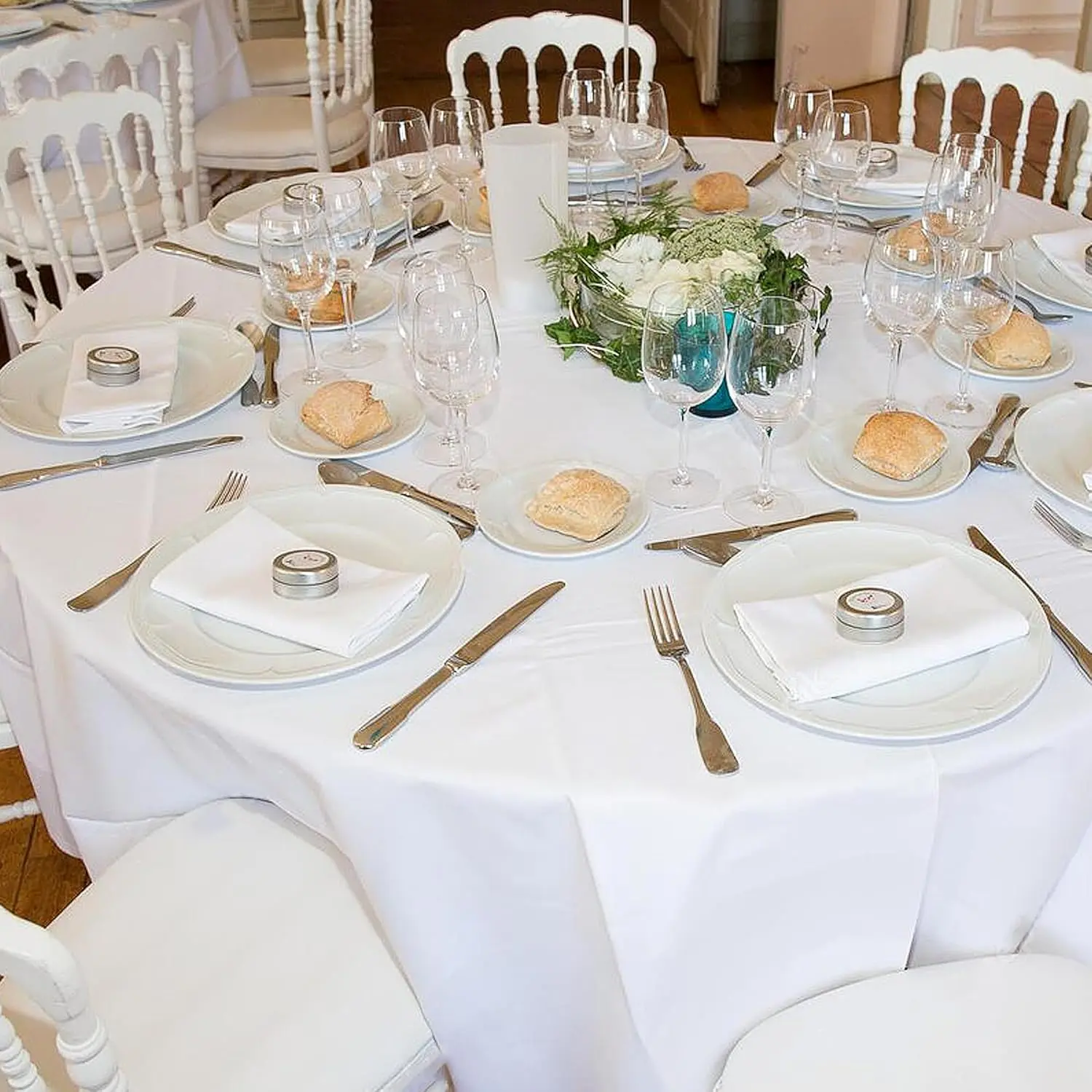 10 Pack Round Tablecloth White 90 Inch - Stain and Wrinkle Resistant Table Cloth, Washable Polyester Table Cover