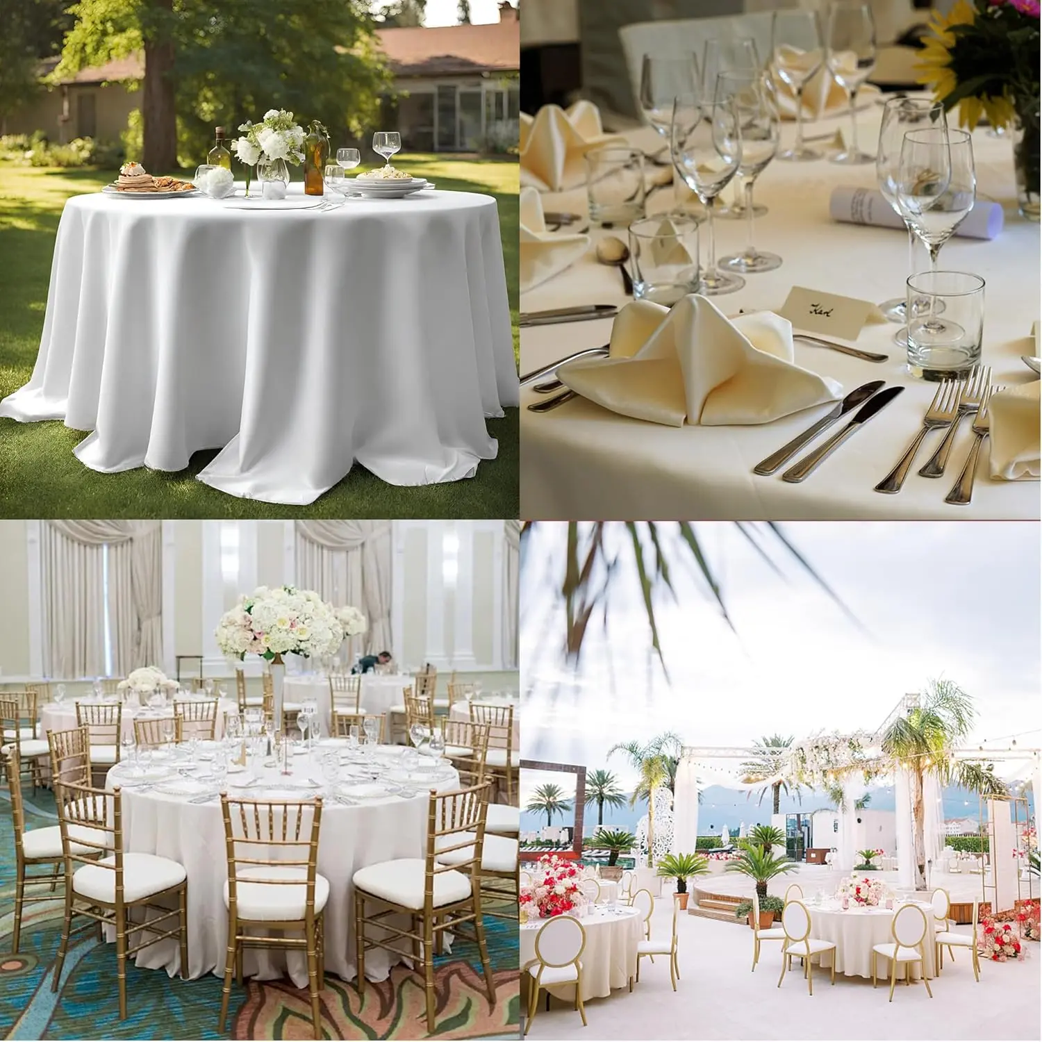 10 Pack White Round Tablecloths, 120 Inch Stain Resistant and Wrinkle Round Table Clothes, Washable Polyester Table