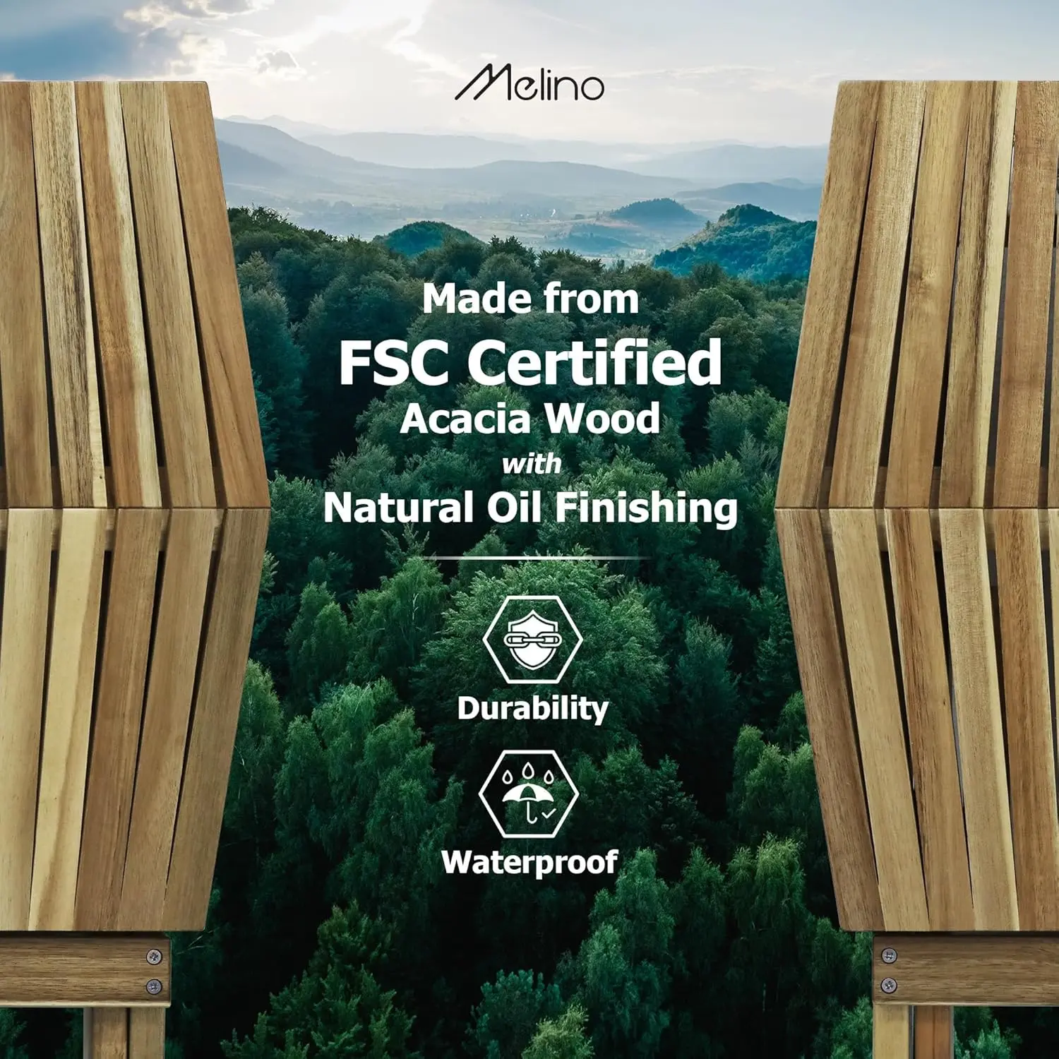 Wooden Folding Table - Natural Acacia Wooden Small Foldable End Coffee Tables - FSC Certified Solid Wood Patio Side Table