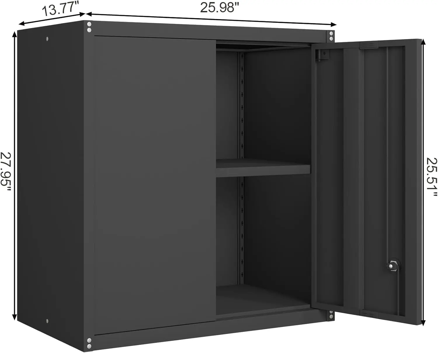 Metal Wall Cabinet, Wall Mounted Storage Cabinet with Lock for Garage Storage, Floating Cabinet with Doors and Adjustable Shelf