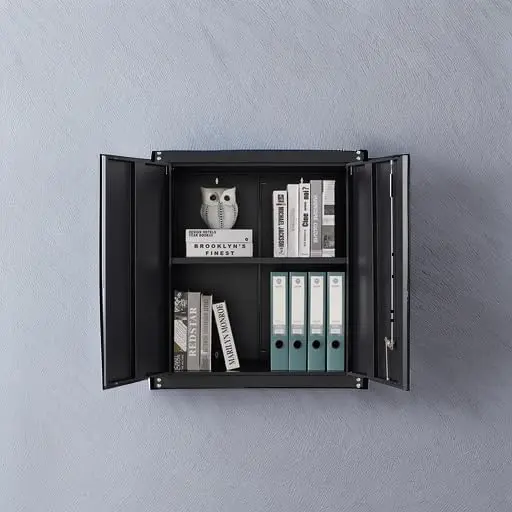 Metal Wall Cabinet, Wall Mounted Storage Cabinet with Lock for Garage Storage, Floating Cabinet with Doors and Adjustable Shelf
