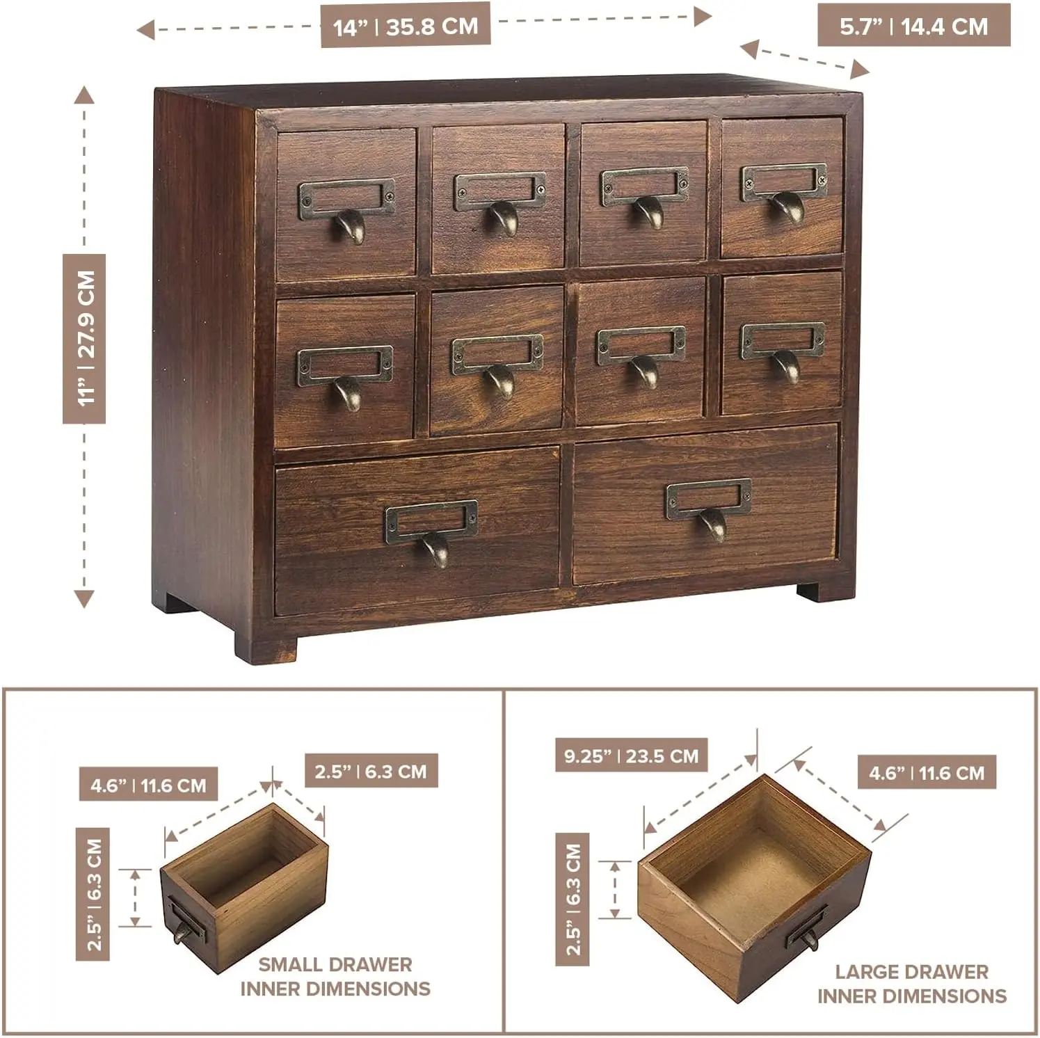 Traditional Card Catalog Solid Wood Small Chinese Medicine Small Curio Cabinet l Vintage Retro Look Tea Storage Organizer