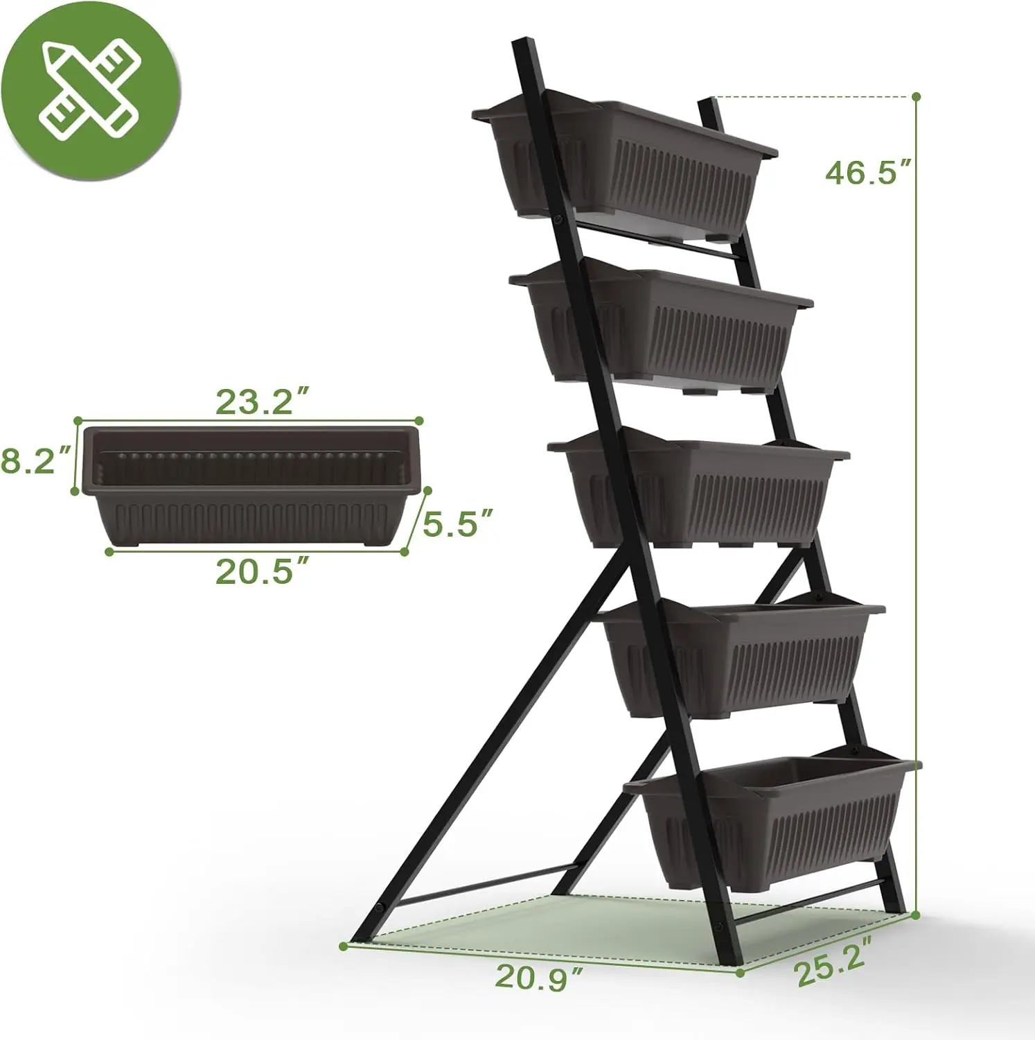 Vertical Garden Planter, 5 Tiers Vertical Raised Garden Bed Metal Elevated Herb Planter Box Vegetable Flower Planters
