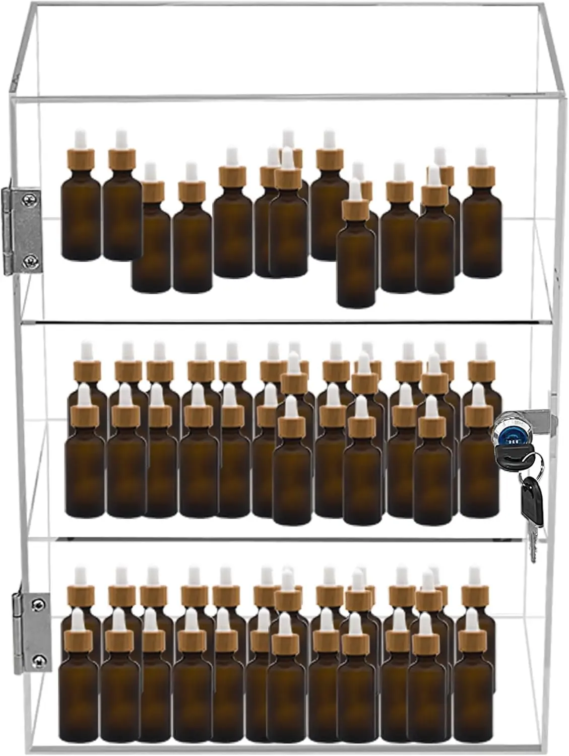Acrylic Display Case with Lock, Countertop Locking Display Cabinet with Shelves and Door, Clear Acrylic Storage Cabinet