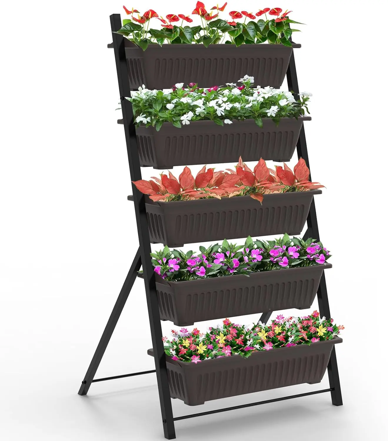 Vertical Garden Planter, 5 Tiers Vertical Raised Garden Bed Metal Elevated Herb Planter Box Vegetable Flower Planters