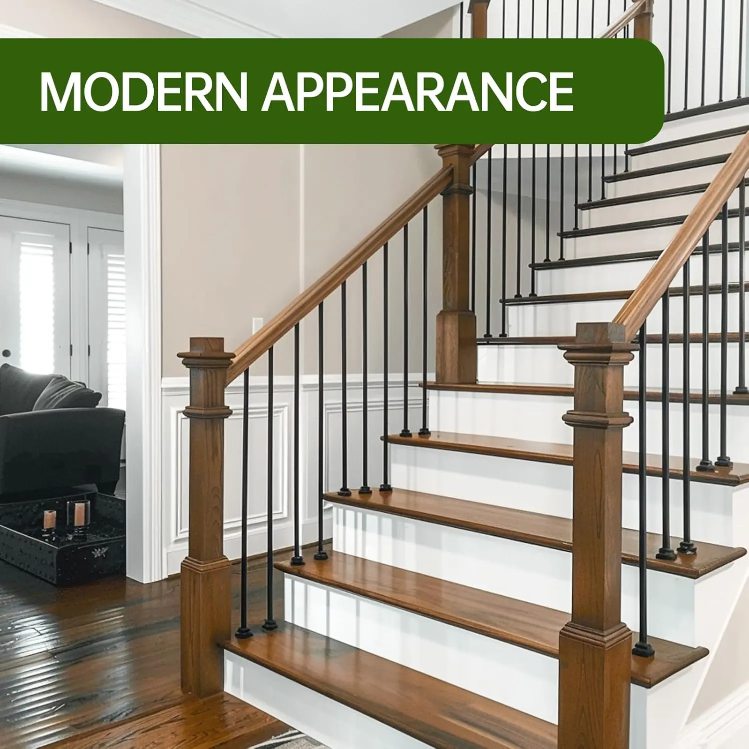 50-Pack 32" x3/4" Aluminum Deck Balusters Hollow Round Deck Railing Spindles Matte Coated Black for Wood and Composite