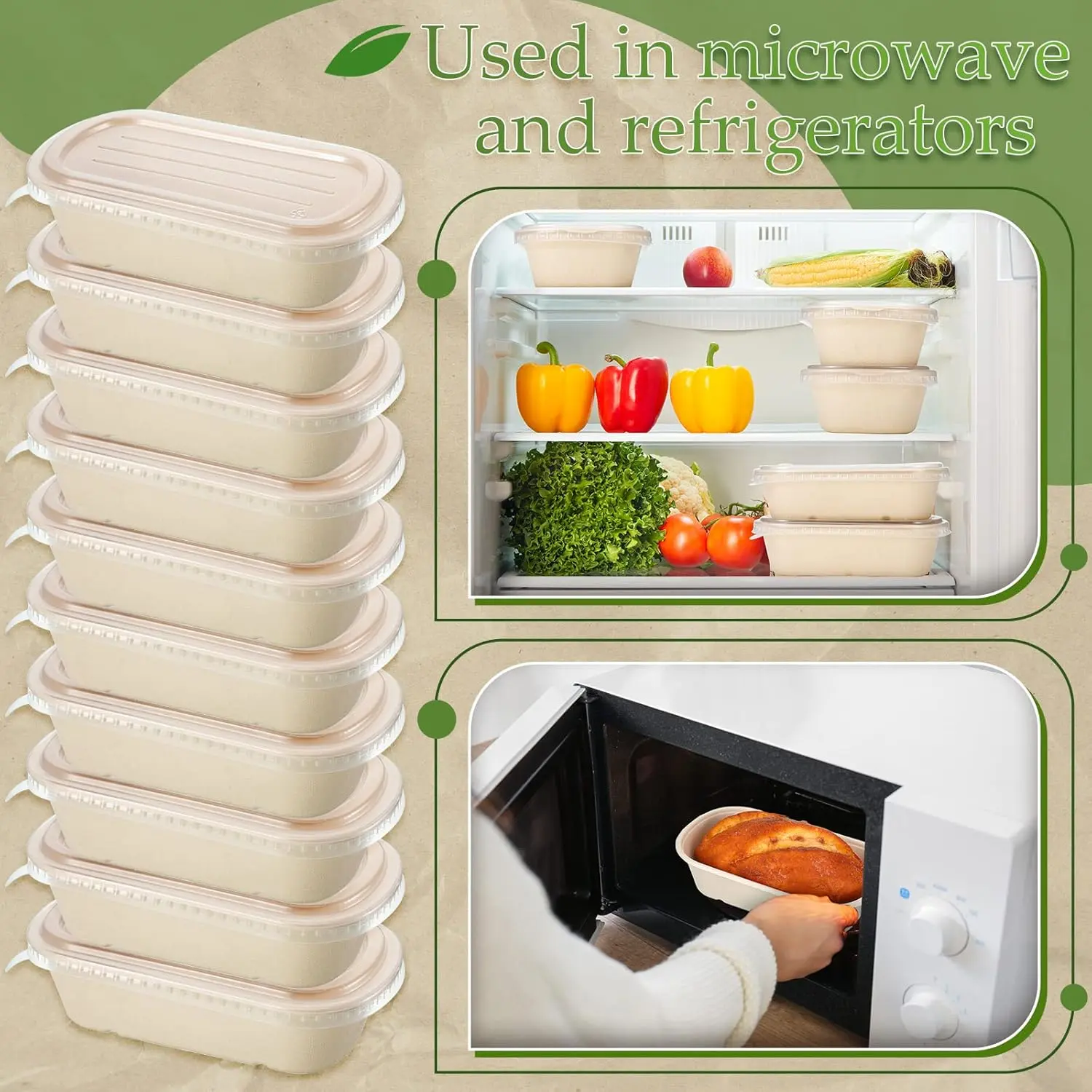 100 Sets Disposable Food Containers&PP Lids Disposable Paper Bowls Salad Soup Lunch Serving Containers Food Prep Paper Bowls