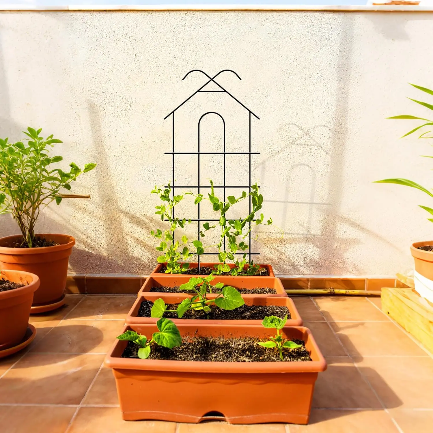40'' Metal Garden Trellis Indoor/Outdoor Sturdy Plant Trellis for Potted Plants,House Plants, Climbing Vines, Pack of 4, Black